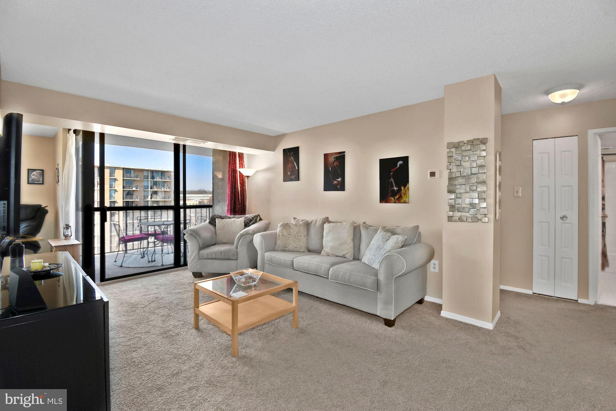 FANTASTIC 1 Bedroom + Den condo with incredible views in Arlington. Beautifully maintained, this spacious condo has floor-to-ceiling windows for plenty of natural light and a private balcony, large enough for a table and chairs. The Den off the kitchen offers perfect extra space for an office. 2 walk-in closets, plus an additional storage unit on the Mezzanine level (#1006)  provide plenty of storage space. Washer and dryer are in-unit. Parking spot near the entrance conveys. Enjoy the fabulous amenities The Brittany offers including a pool, 2 tennis courts, fitness center, storage unit, media room, billiards room, & a club room. 24 hour front desk concierge. Walk to Shirlington Village and easily access Four Mile Run trail just across the street! Less than a 5 minute drive to Columbia Pike Corridor and I-395!