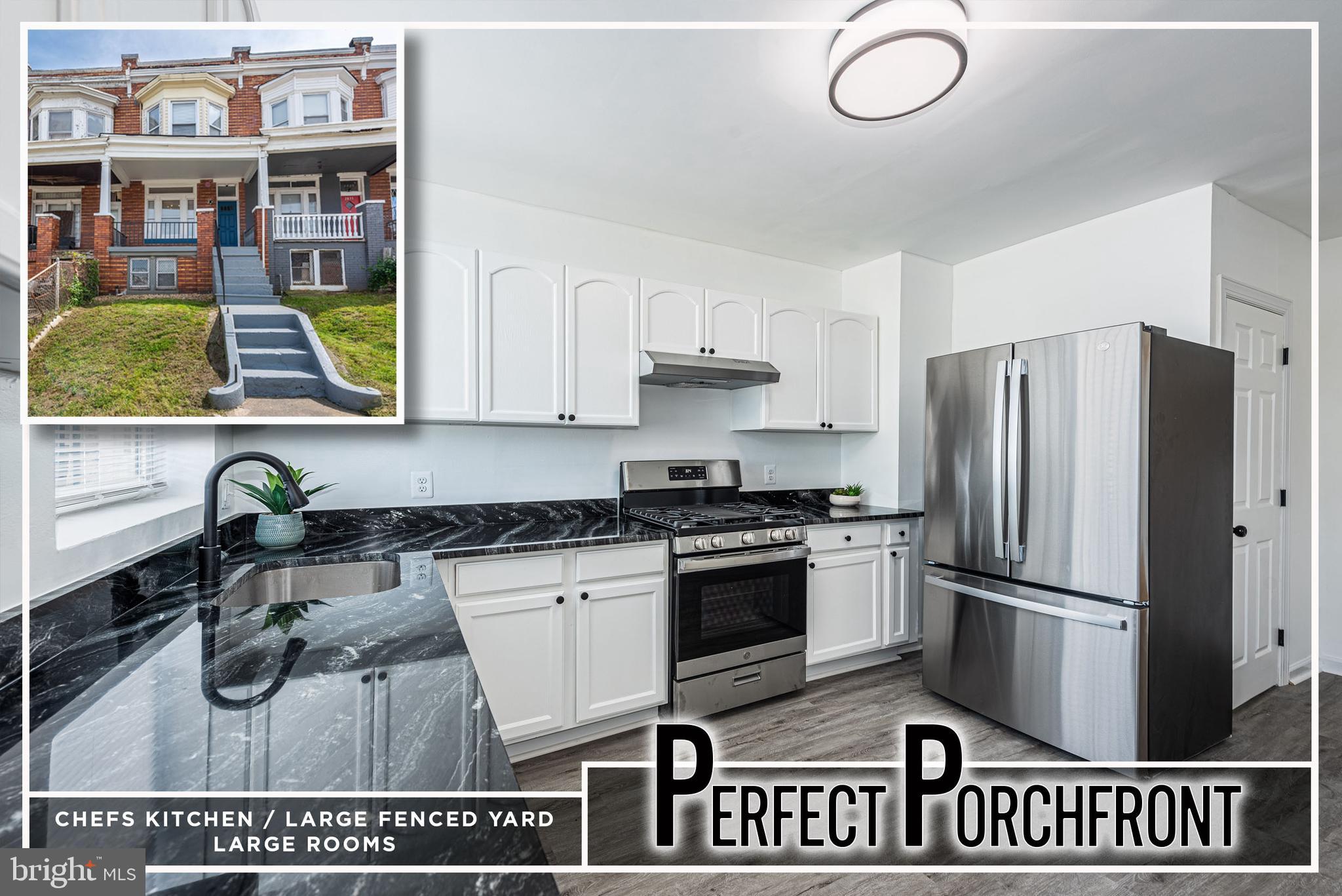 INCREDIBLE VALUE FOR THIS RENOVATED ROWHOME WITH OVER 1,400 SQ FT. OF LIVING SPACE.  Central air conditioning, new beautiful high end granite countertops with new sink and faucet, never been used new stainless steel refrigerator and stove, new flooring throughout, new carpet, new toilets, new lighting, new interior doors, new vanities, fresh paint.  Nice fenced backyard - good for entertaining or convert it to a parking pad - move in ready. Motivated Sellers!