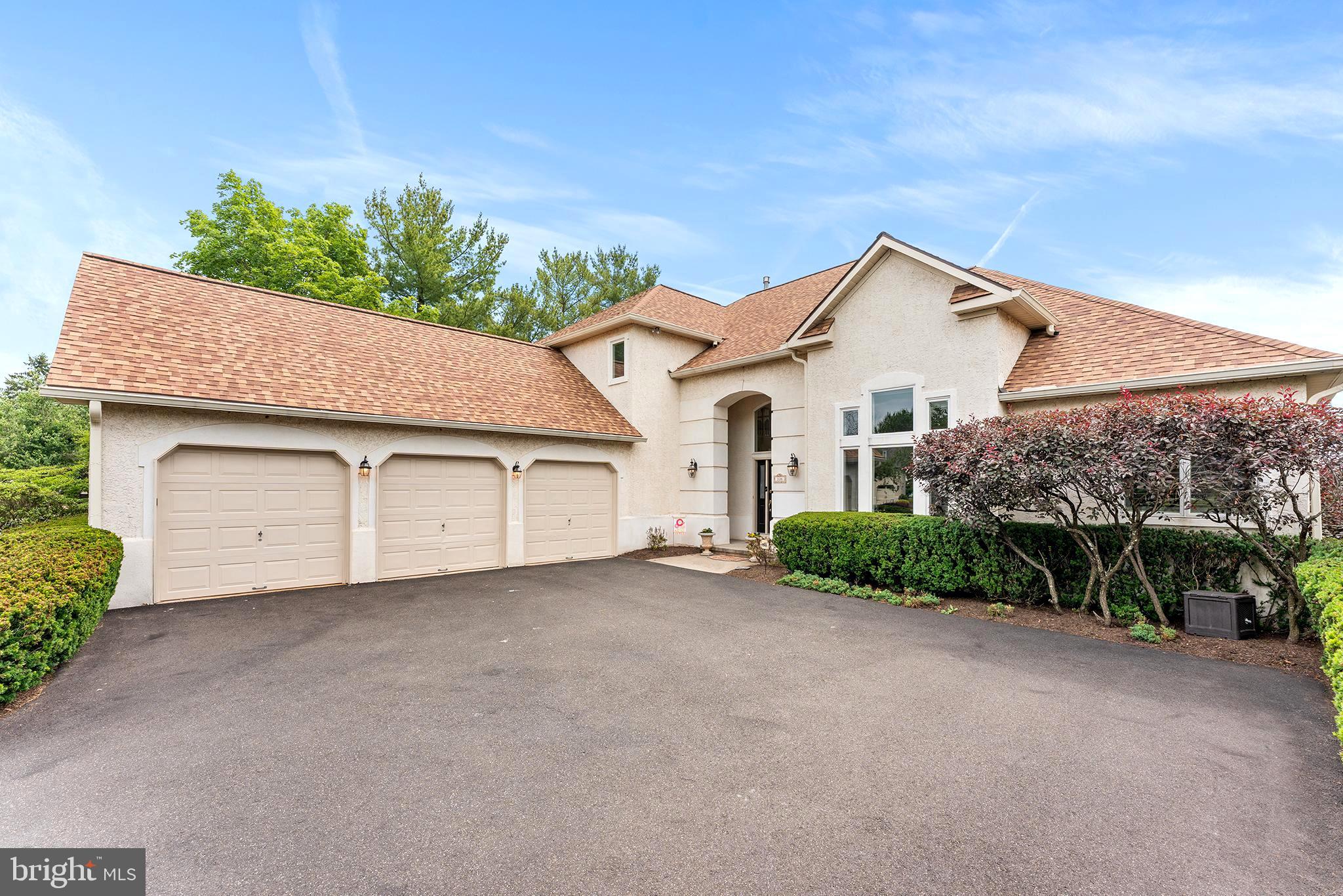 Take an exclusive video tour of this stunningly Beautiful contemporary home located in the highly sought-after Blue Bell Country Club community. Perfectly positioned along the 17th fairway, this exceptional residence offers stunning golf course views from nearly every room.
Grand two-story foyer with elegant marble flooring welcomes you into the home and flows into the impressive two-story family room featuring a natural gas fireplace and abundant natural light. The desirable first-floor primary suite offers a spacious walk-in closet, a beautifully appointed tiled bath, and private access to the rear patio.
The gourmet kitchen is designed for both everyday living and entertaining, featuring granite countertops, under-cabinet lighting, a gas cooktop, hardwood flooring, and ample workspace. A convenient first-floor laundry room includes a utility sink for added functionality.
Additional highlights include a side-entry three-car garage with automatic openers and interior access, as well as a beautifully landscaped rear patio-an ideal setting for outdoor dining, entertaining, or simply enjoying the picturesque golf course views.
The finished walkout lower level expands the living space and is an entertainer's dream, complete with a custom bar area, pool table, powder room and plenty of room for gatherings.
Enjoy resort-style living in one of Montgomery County's premier golf course communities, offering luxury, comfort, and spectacular surroundings. All dimensions and room sizes are approximate and should be independently verified by the buyer. All dimensions of lots & building room sizes are estimated and should be verified by consumer/buyer for accuracy.