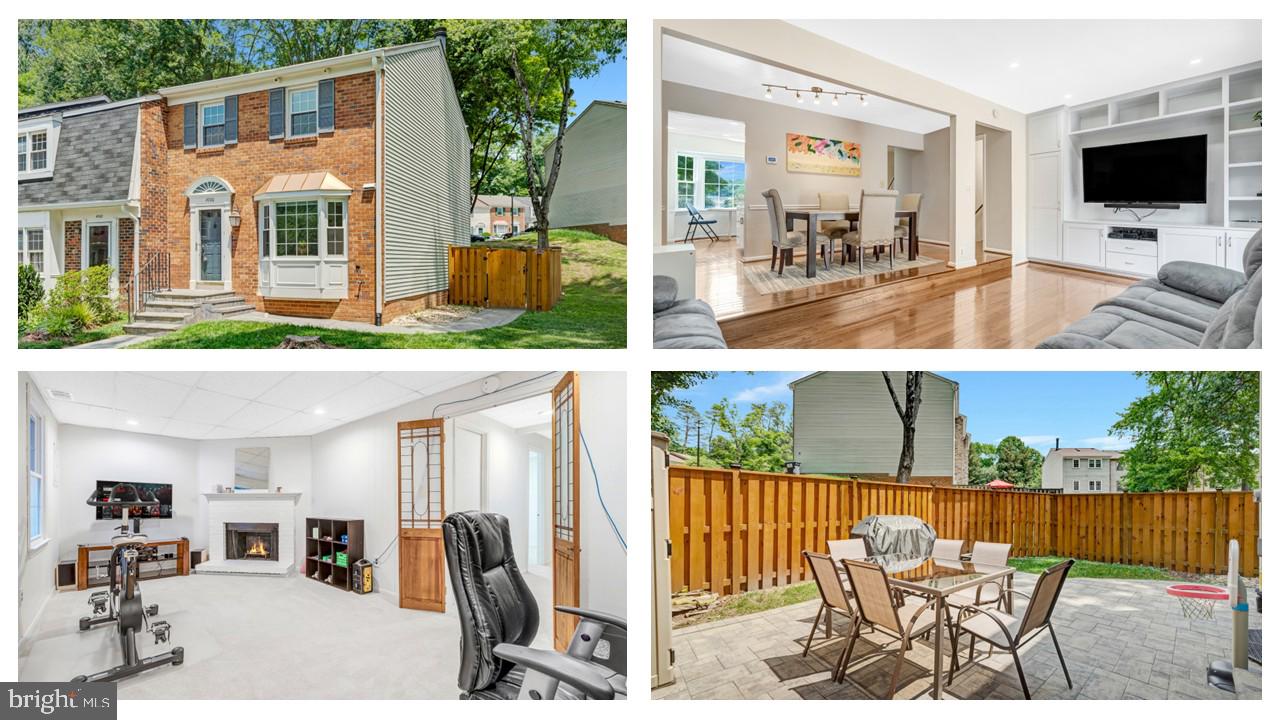 **Professional photos coming Friday**  Welcome home to 4900 McFarland Dr. This end unit townhome in the desirable Twinbrook neighborhood is nicely updated and ready for its new owners. Walking in the front door, buyers will notice the nice hardwood floors throughout the main level. The light filled kitchen is updated with new cabinets, stainless steel appliances and quartz countertops.  Moving into the living and dining room, buyers will find gorgeous built-ins which not only boost the aesthetic, but increase storage on the main level. The primary bedroom upstairs features an updated, ensuite bathroom. Two additional well sized bedrooms and another updated bathroom round out the upper level. In the basement, buyers will find a flex room that can be used as an office, bedroom (no egress), or media room with an attached bathroom with shower. Additionally there is a large family room with a wood burning fireplace in the basement. Outside is where this property really stands out. Not only is the backyard oversized with a new privacy fence (2024) and side gate, but it also features a large stone patio with enough space to host dinner parties under the stars or roast marshmallows by a firepit.  There's even a small grassy area for pets, kids or gardening.  This home also features a whole house water filter, is fully wired for CAT-6  ethernet, and 4k exterior security cameras. All of the major systems have been replaced within the last few years: HVAC 2019, water heater 2022, roof 2018.  Fireplace is assumed to be in working condition, however conveys as-is.