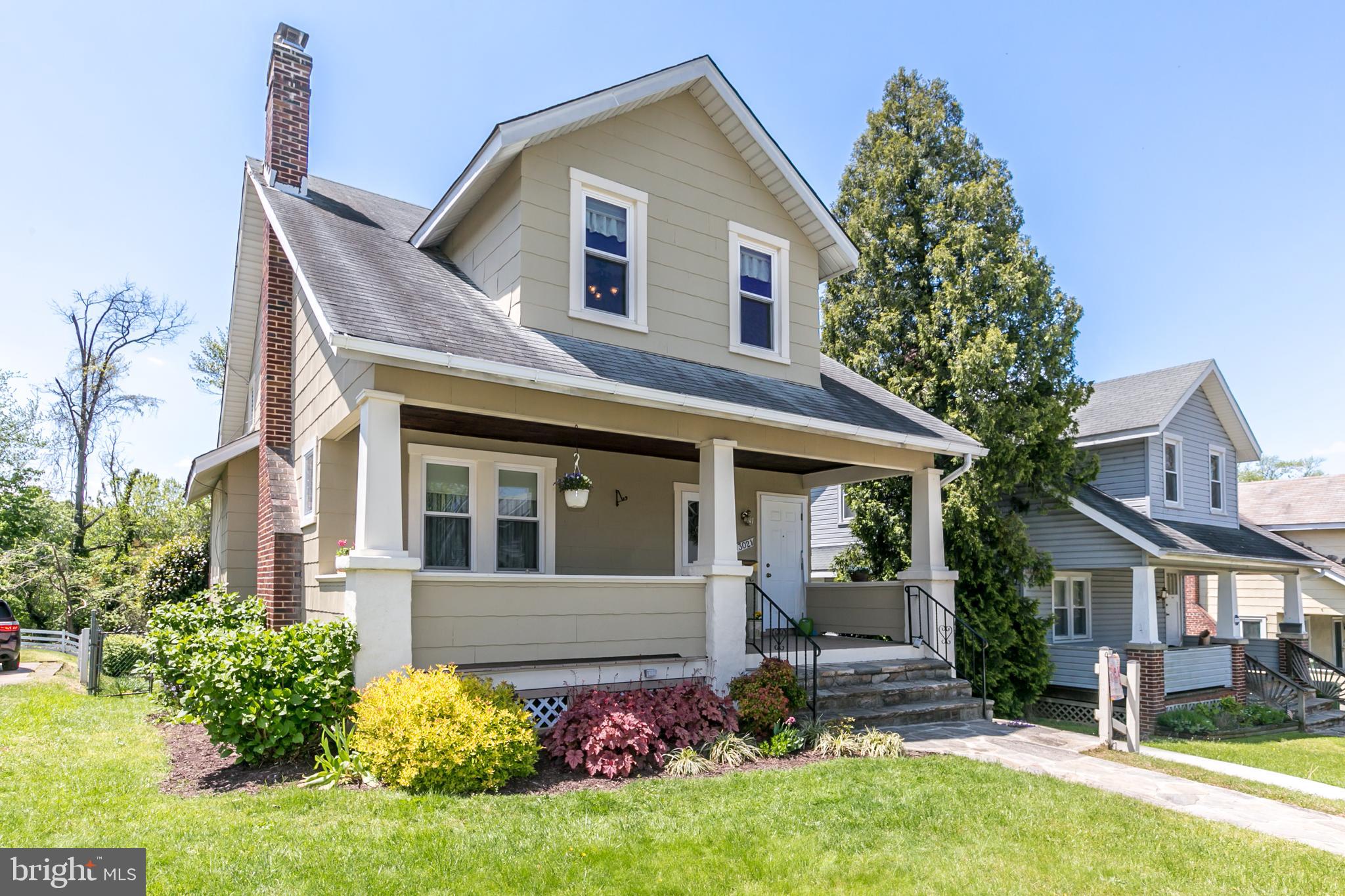 Lovingly maintained porch-front craftsman cottage on no-thru street- most conveniently located.   Far larger than most you'll find of this style with nice floors, 1st floor den and full bath.  Good bedroom sizes with ample closets.  Classic knotty pine basement family room in great shape.  Rear entry garage has electric and water. One Year HMS/Cinch  Home Warranty