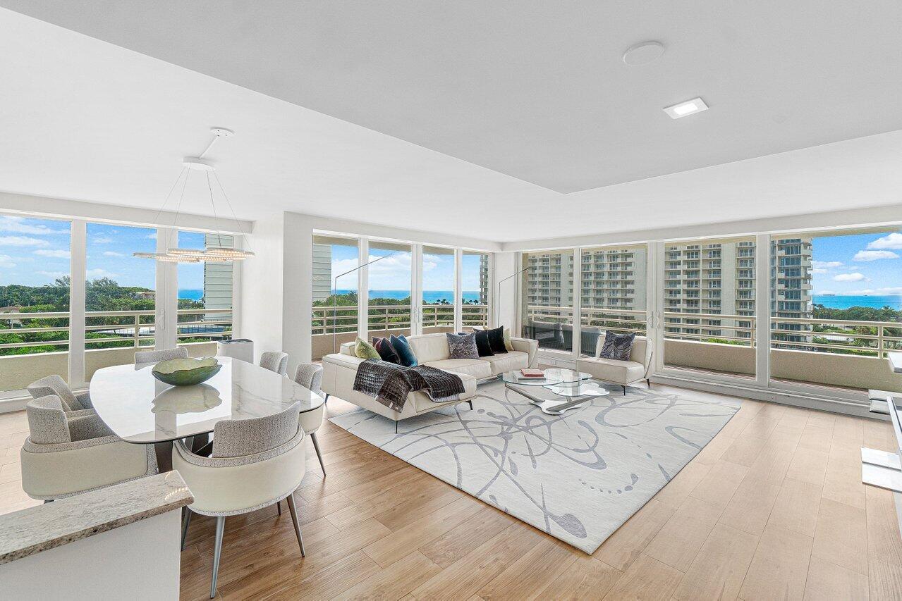 THIS STUNNING RENOVATED CORNER APARTMENT OFFERS 2319 SQ FT UNDER AIR OF ELEGANT LIVING SPACE, FEATURING THREE SPACIOUS BEDROOMS, THREE BEAUTIFULLY UPDATED BATHROOMS, & BREATHTAKING PANORAMIC VIEWS OF THE INTRACOASTAL WATERWAY, MARINA, OCEAN, & LUSH LANDSCAPED GROUNDS. DESIGNED WITH AN OPEN-CONCEPT FLOOR PLAN, THE RESIDENCE IS HIGHLIGHTED BY FLOOR TO CEILING IMPACT SLIDING GLASS DOORS THAT FILL THE HOME WITH NATURAL LIGHT & CREATE A SEAMLESS CONNECTION BETWEEN THE INDOOR LIVING SPACES & THE BEAUTY OF THE SURROUNDING 38 ACRES OF METICULOUSLY LANDSCAPED GROUNDS. THE THOUGHTFULLY DESIGNED OPEN KITCHEN IS PERFECT FOR BOTH EVERYDAY LIVING & ENTERTAINING, WHILE ADDITIONAL FEATURES INCLUDE WOOD TILE FLOORING, A WALK IN LAUNDRY ROOM, & AN IMPRESSIVE 628 SQ FT OF PRIVATE WRAPAOUND BALCONIES IDEAL FOR ENJOYING THE SPECTACULAR VIEWS. WITH TWO GARAGE PARKING SPACES & AN ARRAY OF EXCEPTIONAL UPGRADES THROUGHOUT, THIS RESIDENCE IS TRULY A RARE OPPORTUNITY NOT TO BE MISSED. THE BUILDING IS JUST COMPLETING AN ENTIRE NEW CONTEMPORARY LOBBY LEVEL WITH 24 HOUR CONCIERGE SERVICES, A POOL DECK WITH OUTDOOR SEATING & BBQ AREAS! THE COMMUNITY OFFERS ACTIVE TENNIS & PICKLEBALL, FITNESS ROOMS, 5 POOLS, BBQ AREAS, A MARINA, CARD ROOMS, SOCIAL EVENTS, 24 HOUR MANNED GATE & DEEDED BEACH ACCESS WITH CHAIRS, LOUNGES, UMBRELLAS & CANVAS CABANAS!