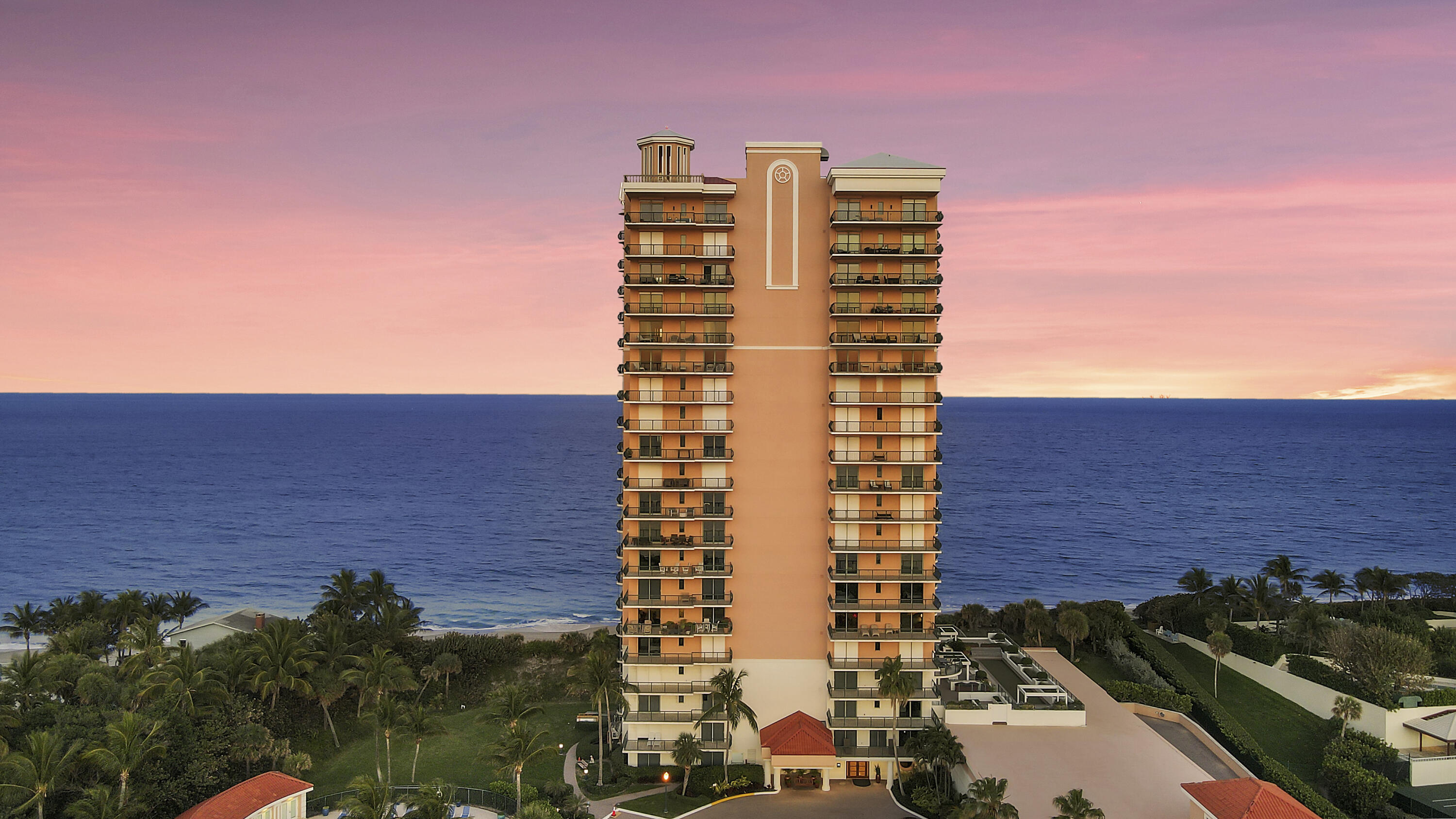 Welcome to Via Delfino! This sprawling five-bedroom condo makes up the entire 6th floor of one of the premier buildings on Singer Island. Offering dramatic views of the Atlantic Ocean and the Intracoastal Waterway rendering panoramic sunrise and sunset views! The great room features wide-open views of the Atlantic Ocean through floor-to-ceiling sliding glass doors. The large master suite offers a private ocean front terrace with his and her bathrooms and walk in closets. Architectural highlights include a private elevator landing, a gracious entry foyer that leads into the great room, marble floors, and terraces off each bedroom. Included are three garage parking spaces. Building amenities include a full-time onsite manager, fitness center, pool, guest suites, and private beach access.