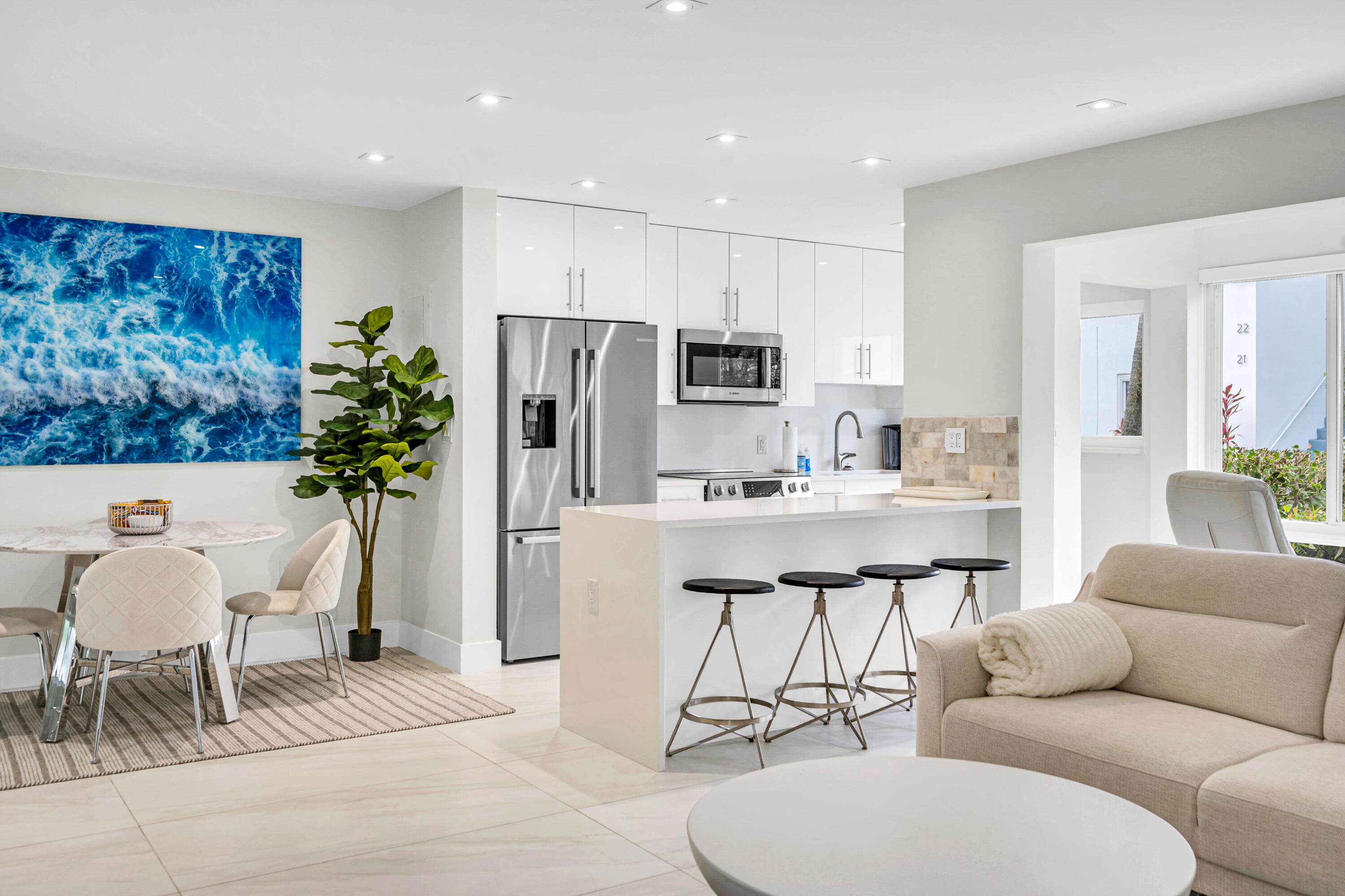 This stunning first-floor one-bedroom, one-bath home is situated within the highly sought-after Surf Club, a boutique waterfront community of just 44 residences, providing an intimate and tranquil setting. Enjoy peaceful Intracoastal Waterway views just outside your door and the convenience of being only two blocks from the beach. Residents enjoy a heated waterfront pool overlooking approximately 400 ft of Intracoastal dockage, creating the ideal backdrop for South Florida living. Surrounded by multimillion-dollar homes, fine dining, shopping, and all that Fort Lauderdale has to offer, this exceptional residence presents an outstanding opportunity as a primary residence, vacation home, or investment property.