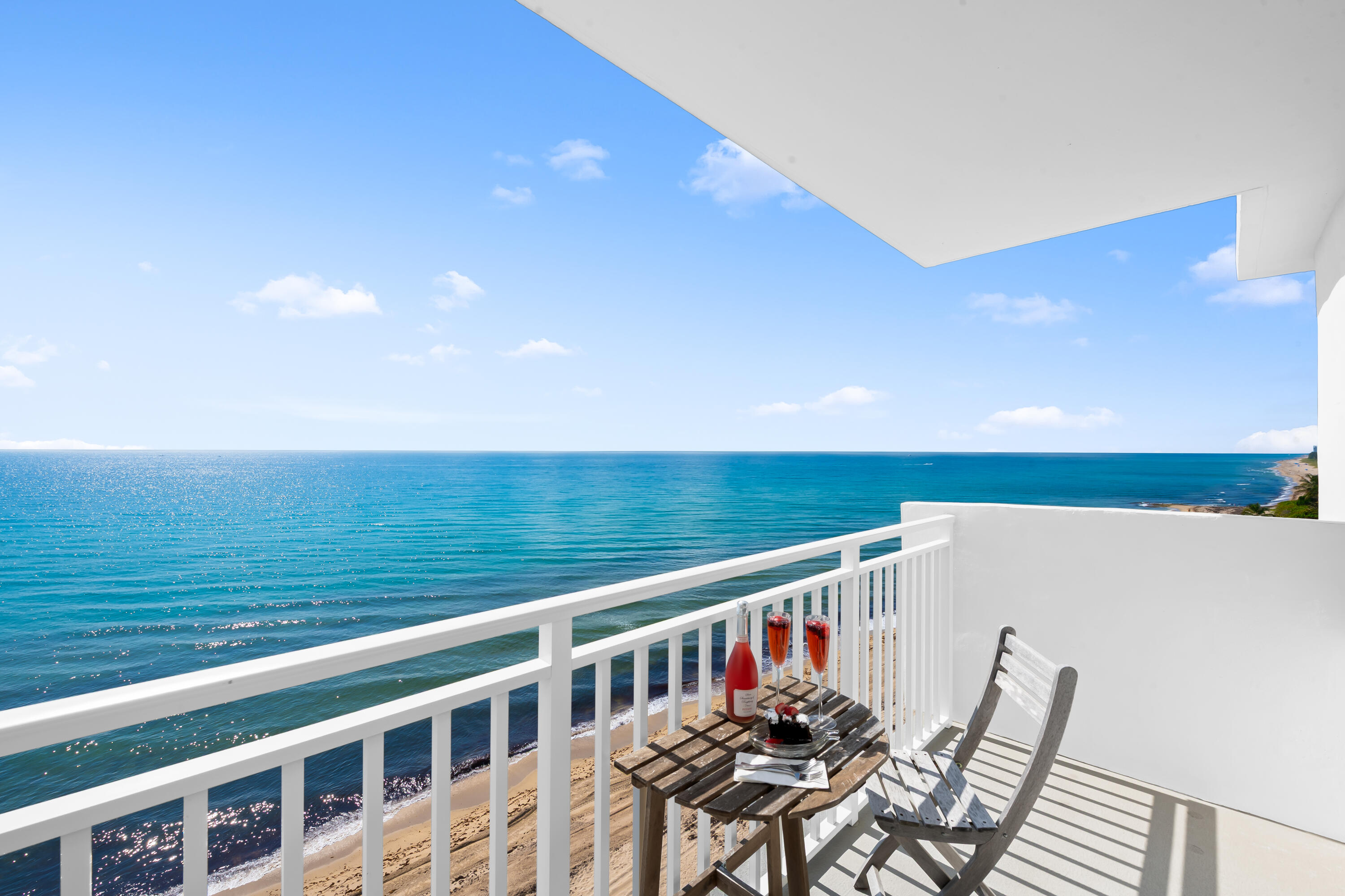 This is the Ocean View Condo you have been waiting for. Direct Ocean and Coastline views! Two gorgeous balconies looking east and southeast. Unmatched location, surrounded between multimillion dollar homes on the quiet island of Highland Beach. The renovation of the interior space is simply spectacular and only the finest of materials were used during the expansive restoration. Impact windows and sliders have been installed showcasing water views in every room. 45 Ocean has just completed a total building restoration as well. New Roof, Concrete Restoration, Paint and redesigned Pool Area highlight some of the project. This building is on the sand, so you can walk right out to your paradise. Resort style amenities finish off this amazing community. Close to shops, restaurants and airports.