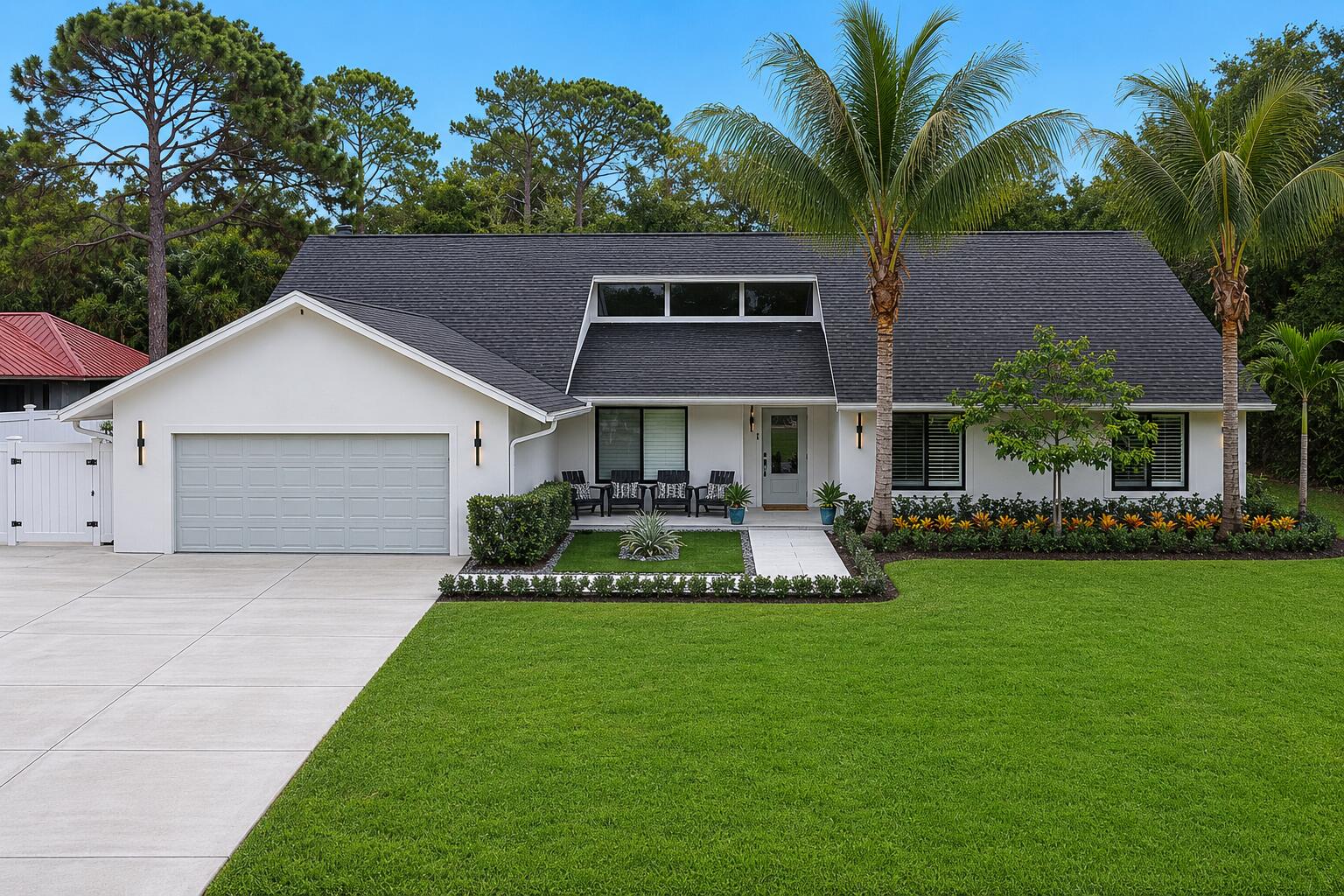 Welcome to an extraordinary, fully renovated estate in the highly sought-after community of Whispering Trails in Jupiter. Situated on over half an acre of beautifully landscaped grounds, this stunning 5-bedroom, 3-bathroom residence offers more than 3,700 square feet of luxurious living space under air and was completely transformed in 2024 from top to bottom.  Designed with both comfort and entertaining in mind, the home features a spectacular 900-square-foot addition dedicated to the private owner's retreat, complete with a custom-built walk-in closet featuring its own washer and dryer for ultimate convenience. The spacious laundry room is equally impressive, offering an additional washer and dryer, laundry sink, and extra refrigerator.   The outdoor living experience is second to none, showcasing a true backyard oasis with a resort-style inground pool and hot tub, outdoor shower, and a fully equipped summer kitchen complete with a full wet bar—perfect for hosting family gatherings and entertaining guests year-round.  No detail was overlooked during the extensive renovation. Major upgrades include a new roof, new AC systems, tankless water heaters, complete impact windows and doors, all-new plumbing throughout, all-new electrical throughout, a 500-gallon propane tank, and high-end finishes at every turn. The oversized garage features epoxy flooring and upgraded LED lighting, creating a clean and functional space for vehicles, storage, or hobbies.  Combining modern luxury, exceptional craftsmanship, and an unbeatable Jupiter location, this move-in-ready estate offers the perfect blend of privacy, elegance, and functionality for large families and those who love to entertain. Located within the exclusive community of Whispering Trails, this rare turnkey property provides the privacy of estate-style living while remaining just minutes from Jupiter's beaches, golf, dining, shopping, and top-rated schools.  A truly one-of-a-kind opportunity to own a completely reimagined luxury home in one of Jupiter's most desirable communities.