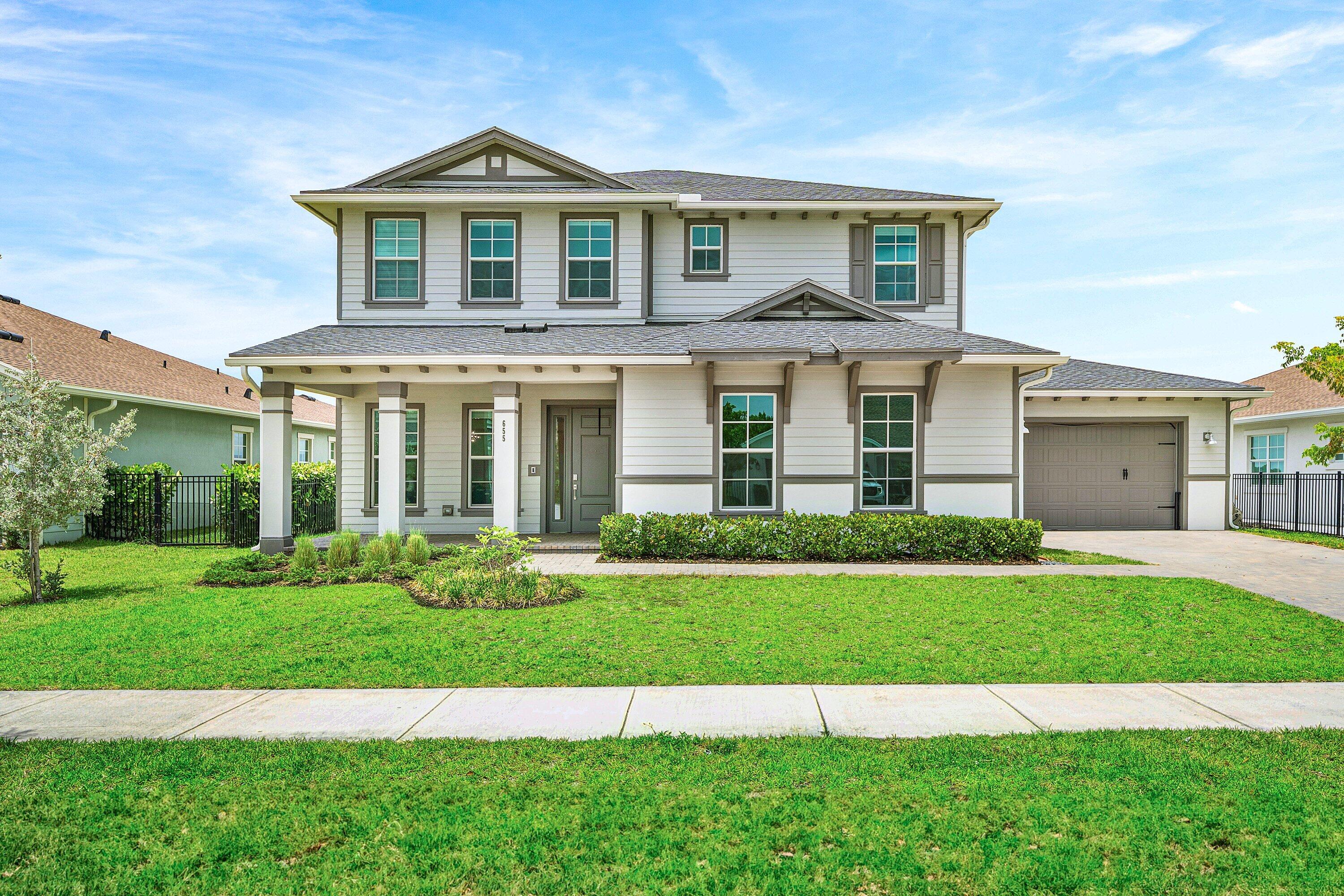 Welcome to this exceptional Lennar Hart model estate, ideally positioned on one of the most desirable homesites in the community with a rare 124 foot deep backyard designed for outdoor living, entertaining, and everyday enjoyment. Offering 5 bedrooms, 4 full bathrooms, and 1 half bathroom, this spacious residence features a thoughtfully designed layout including a Jack and Jill suite along with three private en suite bedrooms, providing both comfort and privacy throughout. Luxury vinyl wood flooring flows throughout the home, complemented by bright, open living spaces and a gourmet chef's kitchen designed for both functionality and style. A dedicated in home gym adds flexibility and convenience to fit today's modern lifestyle. The expansive backyard offers endless possibilities to relax, entertain, or create your own private outdoor retreat. Pet friendly and designed with comfort in mind, this home delivers the ideal balance of space, luxury, and practicality.  Located within the highly sought after Arden community and zoned for top rated schools, residents enjoy access to resort style amenities including a clubhouse, fitness center, resort style pool, miles of walking and biking trails, playgrounds, and a five acre working farm with year round community events. A rare lease opportunity offering an elevated lifestyle in one of Palm Beach County's premier communities.