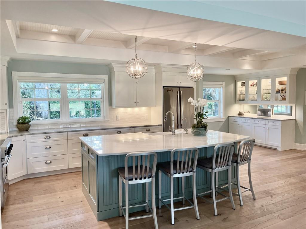 A Must See. Beautiful Historic Old Riomar in Vero Beach overlooking Golf Course, Pool and Sunset. Gracious 4BR/4BA Home, completely remodeled in 2017. Entry to Open Floor plan, expansive kitchen w/ brkfst nook, wet bar and View to Pool. Spacious living, engineered wood floors, generous bedrooms all en suite. Centrally Located near Village & Bridges. Short walk to beach and private clubs, restaurants, parks, museum, theater, shopping and more.   Sizes apprx & sbjct to error