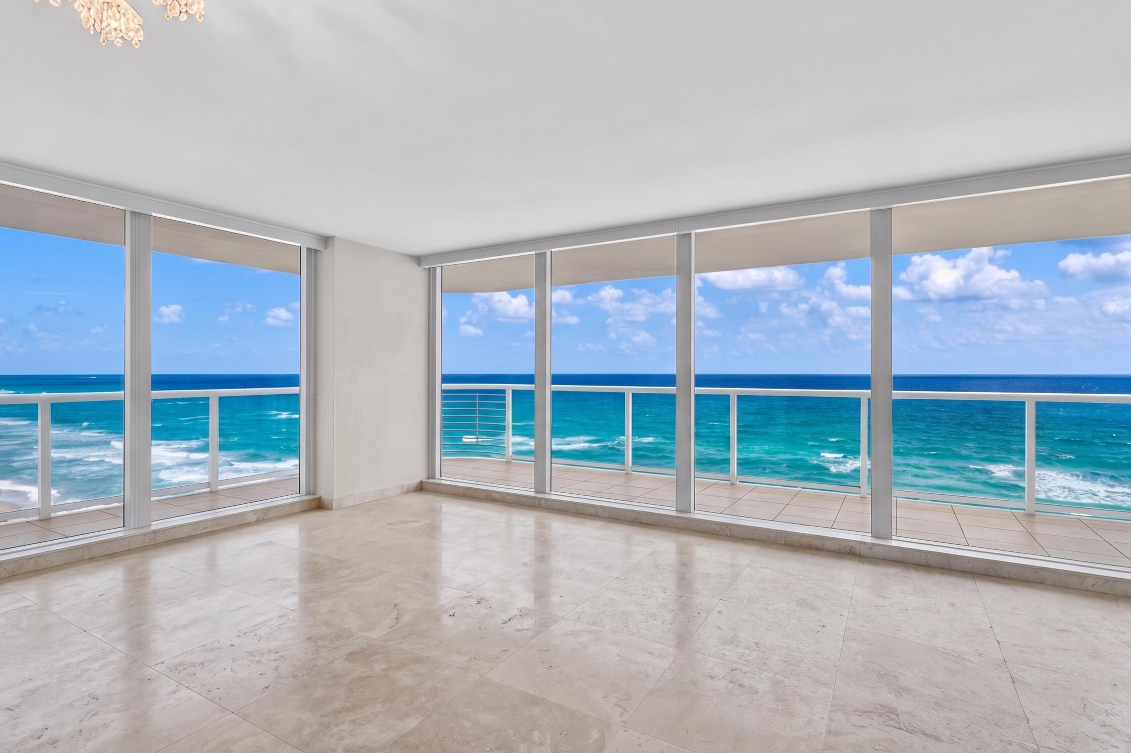 Experience elevated coastal living in this premier residence at the Villa Nova. Spanning an impressive 2,600 living sf, plus over 700 sf of wrap around balcony. This luxurious 14th-floor condo offers 2 spacious bedrooms and 2.5 bathrooms, thoughtfully designed for both comfort and sophistication. This exceptional unit showcases breathtaking, unobstructed ocean views through dramatic floor-to-ceiling windows, while also capturing stunning sunsets over the Intracoastal Waterway and twinkling city lights. The expansive layout is ideal for both relaxed living and elegant entertaining.   The primary suite is a true retreat, featuring a recently renovated bedroom and spa-inspired bathroom with refined, modern finishes. Additional highlights include two deeded garage parking spaces and an extraordinary bonus—three large, air-conditioned private storage rooms, a rare offering in oceanfront living. Villa Nova is an exclusive boutique building in Highland Beach, offering an intimate and refined lifestyle in one of South Florida's most coveted coastal communities. With only two residences per floor, a key-locked elevator opens directly into your home. This is luxury living at its finest.