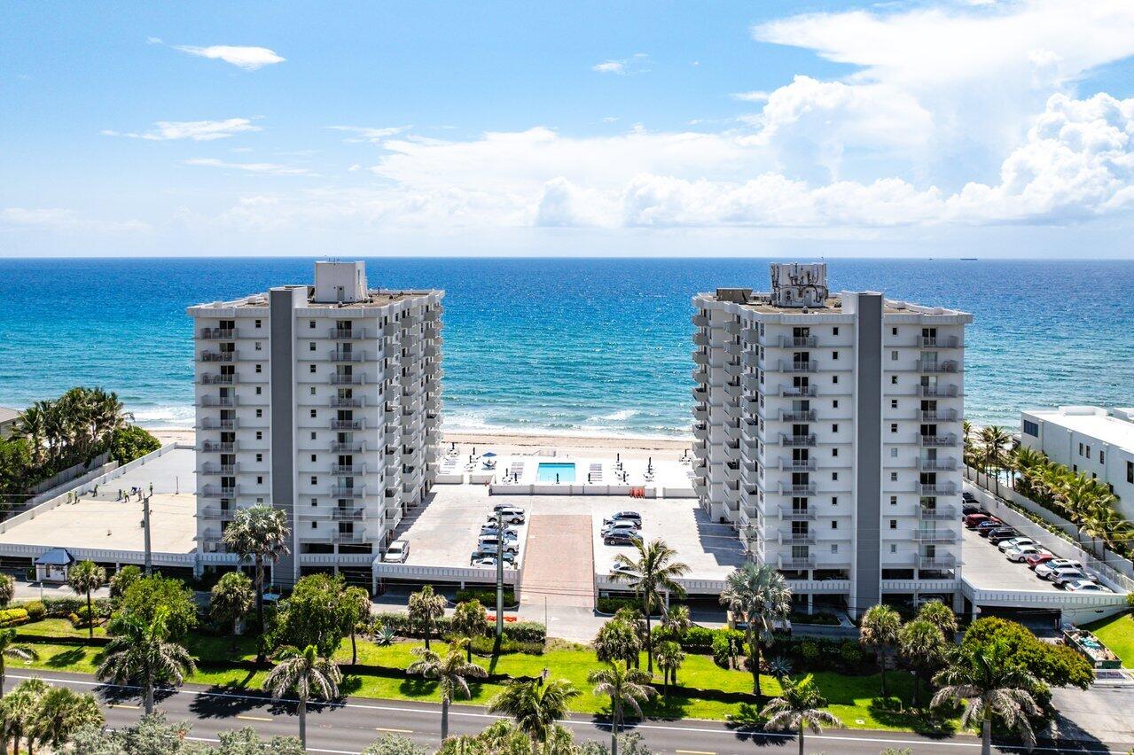 Experience luxury, privacy, and direct oceanfront living in prestigious Highland Beach. This light-filled residence offers stunning ocean and pool views from the balcony and bedrooms, plus a private terrace to enjoy the coastal breeze. Residents enjoy private beach access and a new pool and sun deck. The building features recent concrete restoration, exterior updates, a fitness center, and an oceanfront club room. Inside, upgrades include new impact sliders and windows, a new primary shower door, new toilets, and a new garbage disposal. HVAC and water heater replaced approx. 2022. Queen bed available in the guest room upon request. Minutes to Delray Beach and Boca Raton, this is the perfect full-time or seasonal coastal retreat.