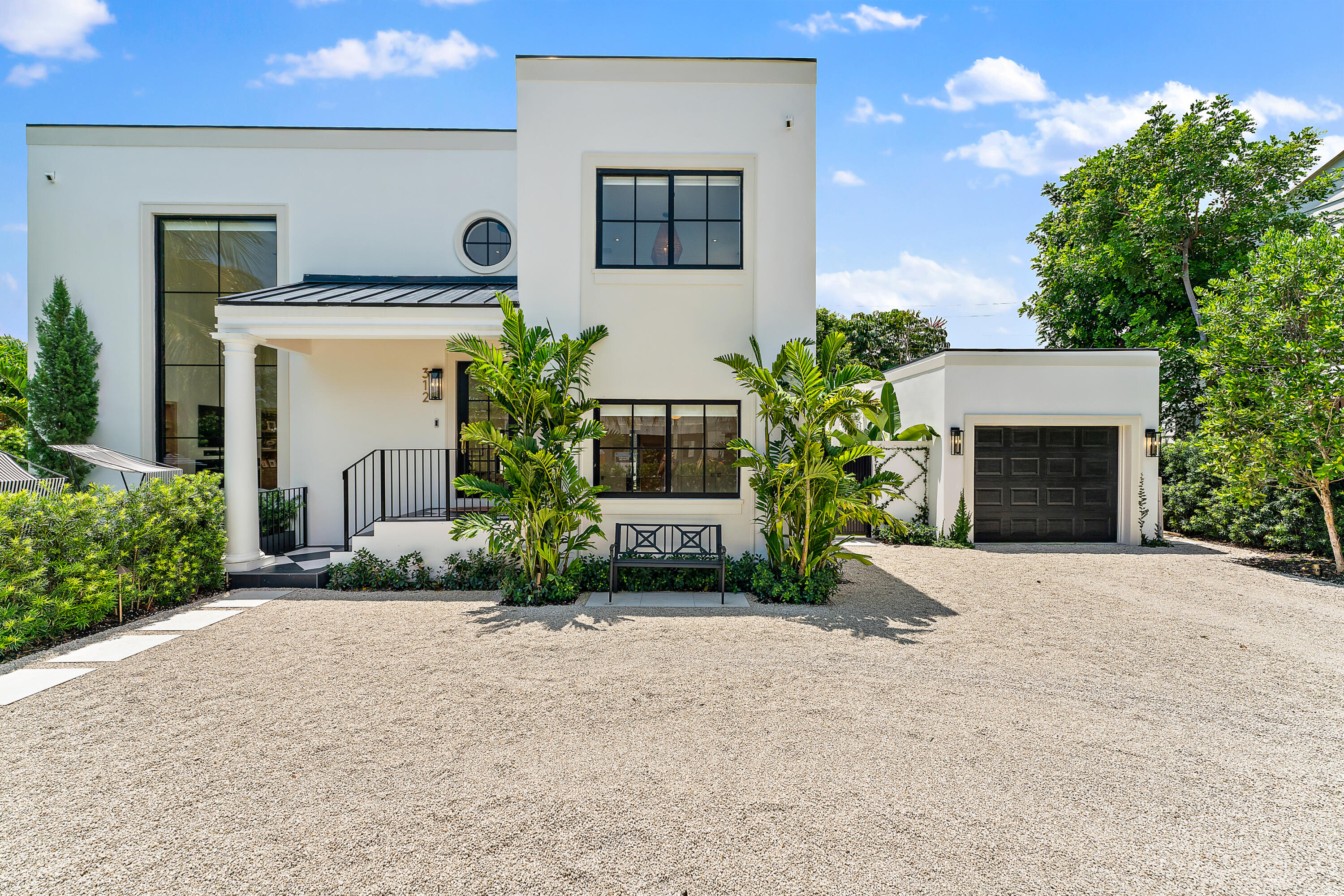 Immerse yourself in timeless elegance at Villa Monceaux, a meticulous 2023 New Construction designer home located in the coveted El Cid/Prospect Park area. The main house offers 4 bedrooms, 3 full bathrooms, cathedral ceilings and an inviting open-concept layout. Custom cabinetry in the kitchen is complemented by top-of-the-line Thermador appliances, walk-in pantry with wine fridge, and oversized island with workstation sink. Upstairs, the French white oak flooring leads you to the primary bedroom, including his and her closets, a luxurious spa-like bathroom and large balcony. From the private courtyard you'll find a spacious guest house with fully appointed kitchen, laundry, cabana bath and bedroom by the pool. This home is the epitome of modern elegance complete with full generator.