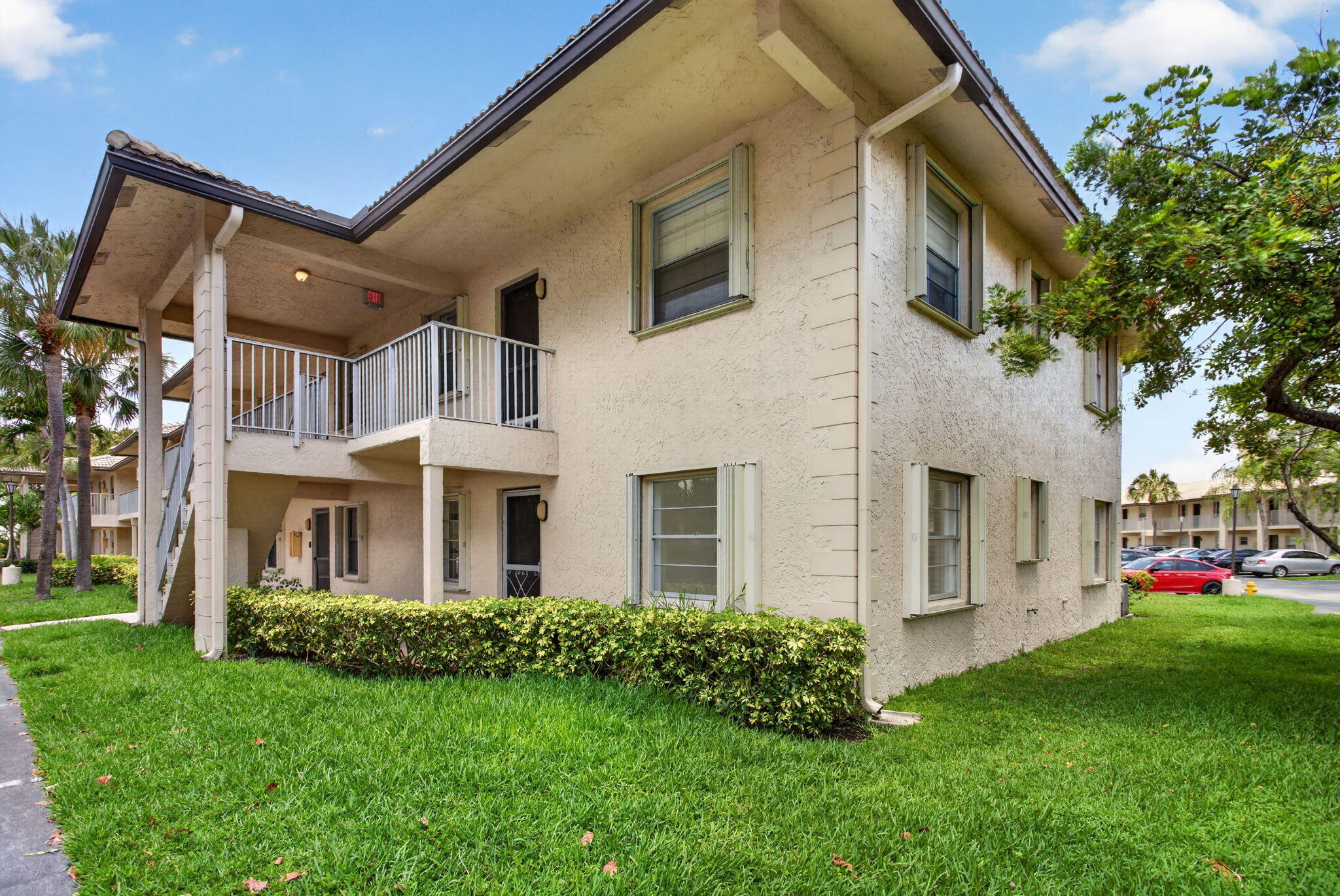 Ideal first time home buyer, move in ready, renovated Corner Unit 2 bed-2 bath located in an All Ages gated lakefront community, low HOA, conveniently located next to shopping plaza and near major roadways for easy commute. Hurricane protection with accordion shutters all windows. Air Conditioner 2025. Allow 1 pet 20 lbs max, no rental. washer and dryer inside the unit. 2 stories condo building.