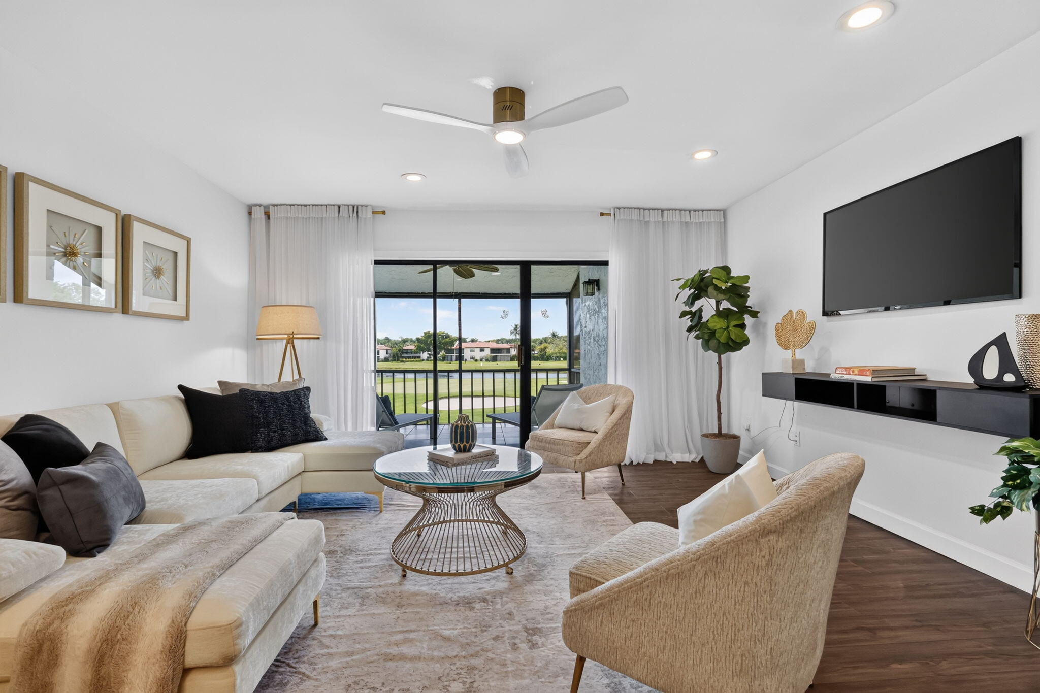 Experience the perfect blend of luxury, comfort, and breathtaking views in this completely renovated condominium located in the highly desirable Boca Lago Golf & Country Club, where membership is available but not required. This stunning residence showcases high-end finishes throughout and offers spectacular lake and golf course views overlooking the 4th hole, a picturesque par 3.  Designed for effortless Florida living, the open and inviting floor plan is filled with natural light and enhanced by tasteful upgrades from top to bottom. Relax and unwind while enjoying tranquil water and golf vistas from your private outdoor living space.  Located in a well-maintained 55+ community, with at least one resident required to be 55 years of age or older, residents enjoy access to a satellite pool  conveniently located within walking distance of the building. Boca Lago's prime location places you just minutes from exceptional dining, shopping, entertainment, and everyday conveniences, with easy access to Florida's Turnpike and I-95 for seamless travel throughout South Florida.  Whether you're seeking a year-round residence or a seasonal retreat, this move-in-ready home offers the lifestyle you've been waiting for in one of Boca Raton's most sought-after communities.