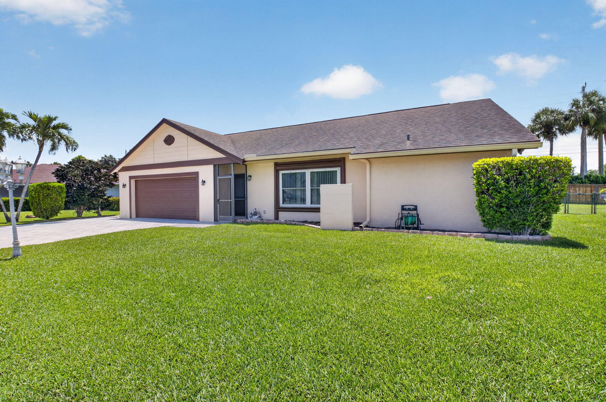 Welcome to your new home, a large 3 bedroom , 2 bath, 2 car garage with an oversized saltwater pool in the Lakes of Lantana. conveniently located at Lyons and Lantana Rd.  special features: New roof in 2020, solar panels 2022, electrical panel 2020, impact windows 2012.  Dr Joaquin Garcia High School, Woodland Middle School, Discovery Key Elementary School.