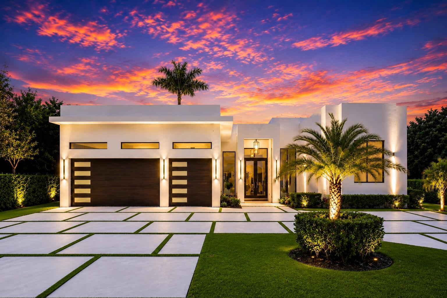 Welcome to this unique and luxurious modern Estate in Plantation Acres. This 2024-built home, blends sophisticated contemporary design with smart-home convenience. 3,000 sqft of living area and soaring 12' ceilings, 4 beds + a large media room, 3 baths, and a 3-car garage. An elevated experience throughout. Enjoy a true retreat from your master Bedroom, with a spa-inspired bath, dedicated  his-and-hers vanity areas, and separate shower and toilet enclosed rooms. With floor to ceiling windows throughout, this home is filled with natural light and contemporary elegance, chef's kitchen and a striking glass wine display. The expansive lot provides room to create the ultimate backyard oasis and your dream pool. Rare opportunity to own a modern estate without the wait of New construction! Please ask the listing agent any questions you may have.