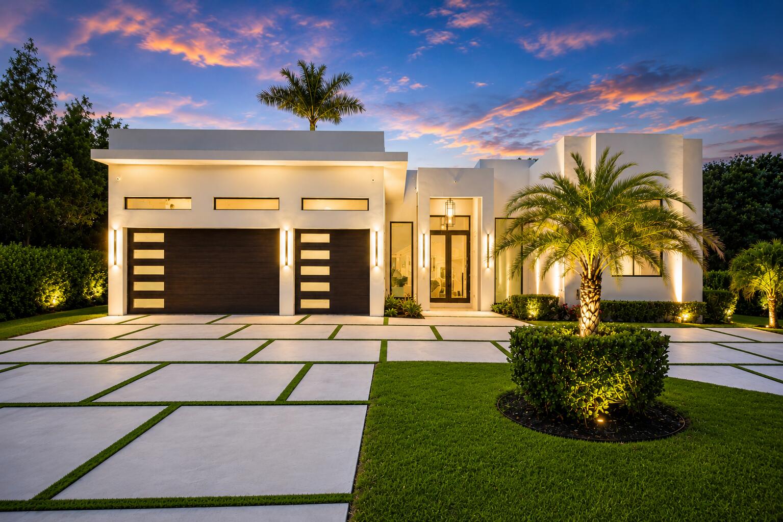 Welcome to this unique and luxurious modern Estate in Plantation Acres. This 2024-built home, blends sophisticated contemporary design with smart-home convenience. 3,000 sqft of living area and soaring 12' ceilings, 4 beds + a large media room, 3 baths, and a 3-car garage. An elevated experience throughout. Enjoy a true retreat from your master Bedroom, with a spa-inspired bath, dedicated  his-and-hers vanity areas, and separate shower and toilet enclosed rooms. With floor to ceiling windows throughout, this home is filled with natural light and contemporary elegance, chef's kitchen and a striking glass wine display. The expansive lot provides room to create the ultimate backyard oasis and your dream pool. Rare opportunity to own a modern estate without the wait of New construction! Please ask the listing agent any questions you may have.