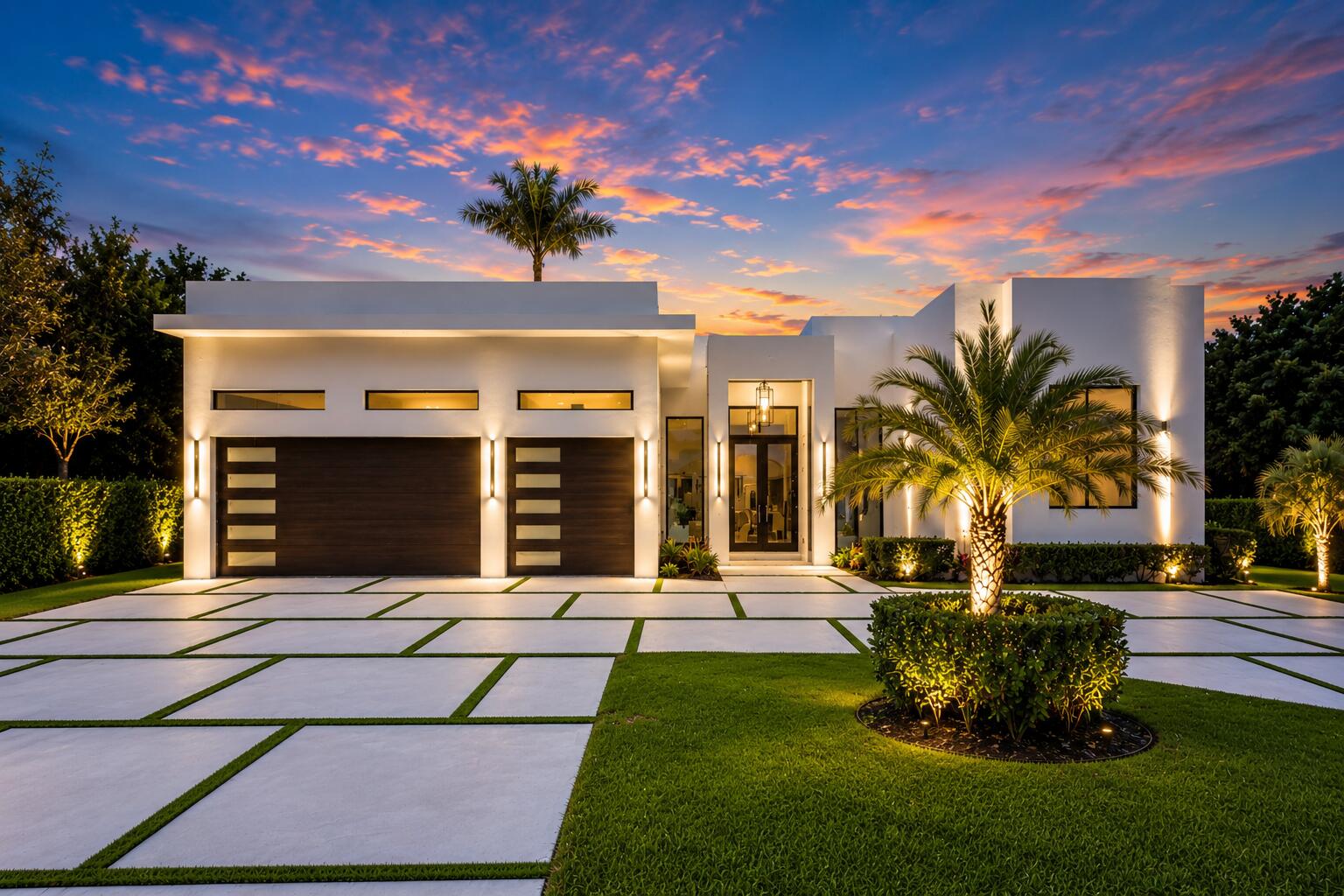 Welcome to this unique and luxurious modern Estate in Plantation Acres. This 2024-built home, blends sophisticated contemporary design with smart-home convenience. 3,000 sqft of living area and soaring 12' ceilings, 4 beds + a large media room, 3 baths, and a 3-car garage. An elevated experience throughout. Enjoy a true retreat from your master Bedroom, with a spa-inspired bath, dedicated  his-and-hers vanity areas, and separate shower and toilet enclosed rooms. With floor to ceiling windows throughout, this home is filled with natural light and contemporary elegance, chef's kitchen and a striking glass wine display. The expansive lot provides room to create the ultimate backyard oasis and your dream pool. Rare opportunity to own a modern estate without the wait of New construction! Please ask the listing agent any questions you may have.