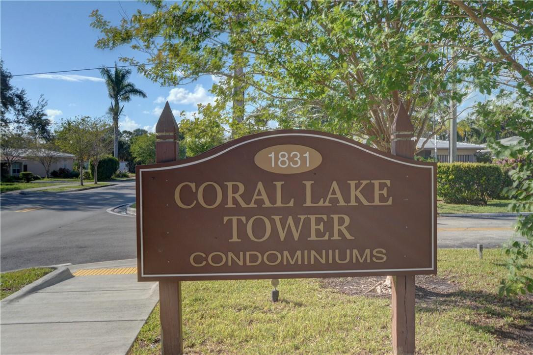 Great location. 1/2 block west of U.S. 1. Walk to LA Fitness, Whole Foods, Coral Ridge Mall & Publix. Restaurants nearby. 5 minutes max to heart of Wilton Manors. 2 miles to the beach. Needs updating to your taste BUT it has Hig Impact windows and balcony sliders + accordian shutters on each as well...just pull them closed if it makes you comfortable. Appliances new in 2021: Bosch LV018(L/R) 1.5 Ton Water Source Heat Pump A/C; and, Rheem 30-gal. low boy water heater with pan. Also, brand new in 2018, Samsung Electric Range and Bosch Dishwasher barely used as NYC owners unable to visit condo since 2018 due to health & pandemic. Well managed building surrounded by single family home neighbors. Your view due south is to the city skyline, the ocean skyline to the east.