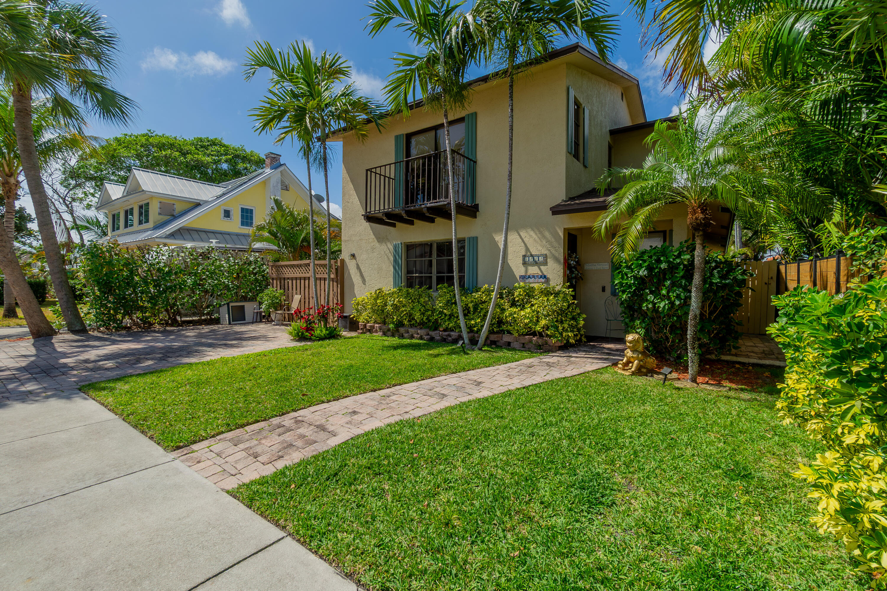 This lovely 1984 3 bedroom 2.5 bath home features French doors opening to a large private pool area with tropical landscaping perfect for entertaining, relaxing, or Al fresco dining. The open kitchen has plenty of cabinets, breakfast bar opening to the dining room. The entire first floor has Saltillo tile. The 2nd floor has a spacious Master suite with 2 closets and en-suite bath with large walk-in shower and balcony . Second bedroom has a walk-in closet and private bath. The garage room can be used for storage or the potential for additional BR, or den. The laundry room has a new stackable washer and dryer . This home is solid concrete block build by Kilpo Construction in 1984.  A prime Northeast location it is near the golf course, downtown Lake Worth, and the South WPB shopping centers.