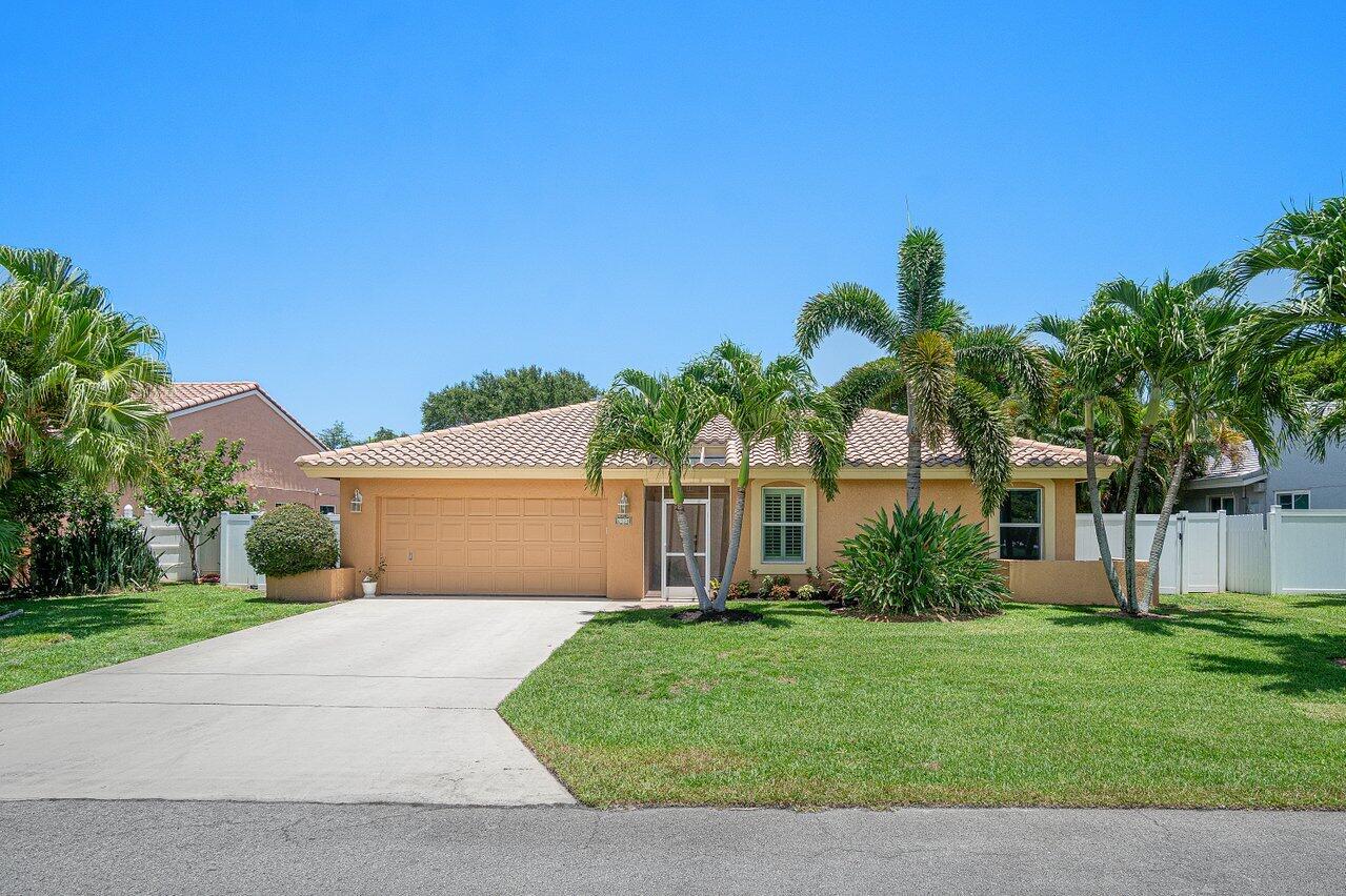 Charming guard  gated community in East Boca, 1 1/2 miles to beach.  Close to shopping, restaurants, schools, new pickleball facility (indoor & out) with amenities Opening this fall.  House has all popcorn removed  with a lovely private pool area that is viewed from most rooms. Updated