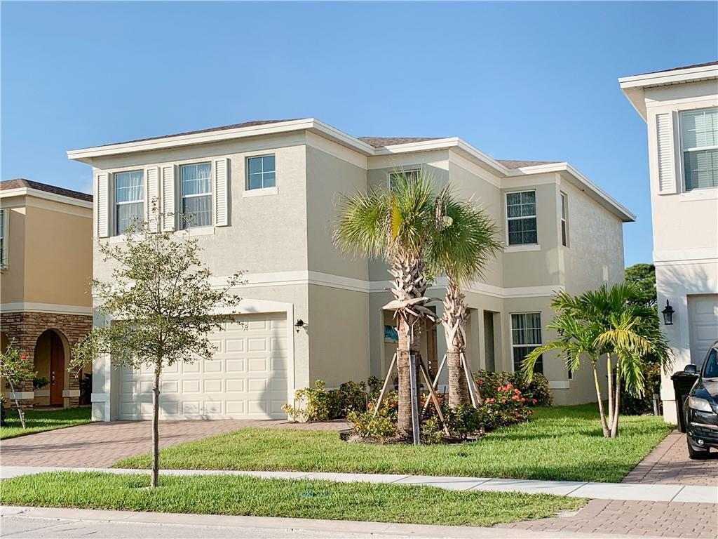 Bring your fuzziest buyers. Freshly painted, professionally cleaned. Beautiful NEW construction 2-story home with tons of upgrades in a gated community of Vizcaya Falls in PSL. Featured 4 bed 2.5bath, 2 car garage, Granite countertop, white kitchen cabinets, Open concept, glass cooktop, double sinks, oversized master bedroom, high ceilings, recess lightings, tons of closets & storages plus a lot of natural light. $50000+ upgrades on high-end LARGE ceramic "marble-looking" flooring, quartz upgrade & more. Community clubhouse, pool, playground, tennis courts, basketball court, & sand volleyball area. Property is Vacant on Lockbox - Showing Assistance pls. Beautiful NEW construction 2-story home with tons of upgrades in a gated community of Vizcaya Falls in Port Saint Lucie. Featured 4 bed 2.5bath, 2 car garage, White Quartz countertop, white kitchen cabinets, Open concept, glass cooktop, double sinks, oversized master bedroom, high ceilings, recess lightings, tons of closets and storages and a lot of natural light.