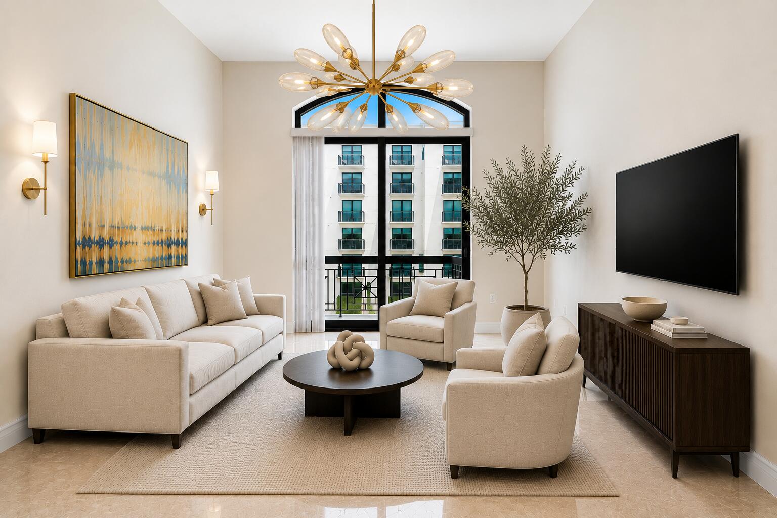 Experience sophisticated downtown living in this exceptional 977sqft, 1-bedroom, 1 1/2-bath residence in the iconic Two City Plaza, one of Downtown West Palm Beach's premier luxury addresses. Soaring 14-foot ceilings create a dramatic sense of space, while the open-concept design offers an airy, loft-inspired feel filled with natural light. Thoughtfully designed for both everyday living and entertaining, the expansive kitchen flows seamlessly into the generous living and dining areas. The spacious primary suite offers excellent closet space and a private en-suite bath. A rare feature, the residence boasts two private balconies; one accessed from the living room and the other from the bedroom. Creating the perfect setting to enjoy both sunrise and sunset views. Additional conveniences  include an in-residence laundry closet with a full-size washer and dryer, one secure garage parking space, and a private climate-controlled storage unit, providing the comfort and functionality today's buyers appreciate. Residents enjoy resort-style amenities in this full-service building. Including, 24-hour security, concierge, roof top pool with panoramic views w/ towel service, hot tub, sauna, steam room, fully renovated state of the art fitness center /gym, new outdoor kitchen w/ BBQ area and all new Restoration Hardware furniture, outdoor & new indoor movie theaters, fully renovated club room, table tennis, lanai courtyard w/ water feature, renovated roof top dog park area, complimentary valet parking & exceptional staff. Centrally located in the heart of Downtown West Palm Beach, across from One Flagler offices, 7 minutes to PBIA airport, award winning restaurants, shopping, cultural attractions of the city, Worth Ave, and Palm Beaches. Experience the best of West Palm Beach living at Two City Plaza; Offering soaring architectural character, desirable outdoor living, and an unbeatable downtown location, this residence is an exceptional opportunity to experience the best of luxury urban living.  *Images have been virtually edited to remove tenants furniture and personal property.