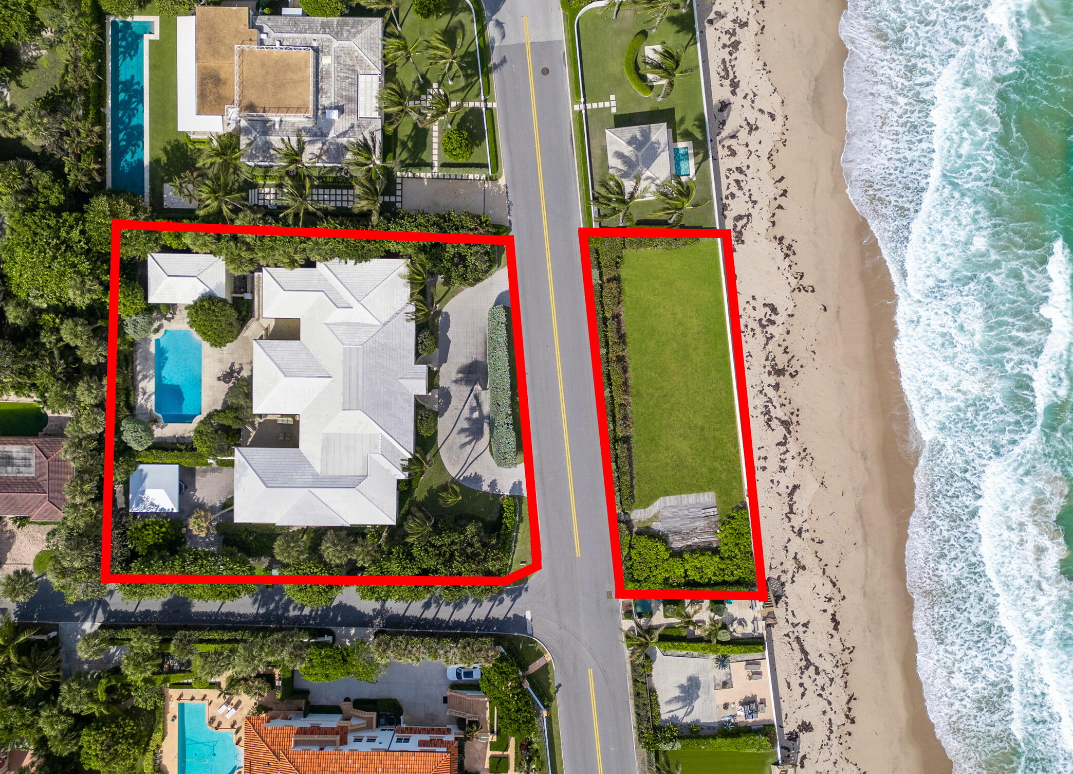 Palm Beach Oceanfront Living. Available for you - the opportunity to secure a rare beachfront estate situated on a massive .81-acre property. With its own private beach parcel and 150' of ocean frontage, this can be your coastal paradise. This stunning 7,968 sq ft residence offers a prime opportunity to update, renovate, or create your custom dream home on the north end of Palm Beach island. The property includes an expansive main house as well as as well as a detached separate pool house which together total 7BDR and 7BA. High ceilings throughout provide an airy, open ambiance, while the windows fill the living areas with natural light and showcase the exceptional views. (continued...) The spacious living room and family room feature an attached cozy bar area, ideal for entertaining, along with a large eat in kitchen and a formal dining room. Step outside to a resort-style pool area featuring a large, sparkling pool surrounded by a generous patio with lush, mature landscaping. Additional amenities include a two-car garage, a large attached storage, and a versatile bonus space perfect for a home gym, wine room, or extra storage. ARCOM approved plans for a beautiful cabana. Don't miss your chance to make this beachfront masterpiece your own - an unparalleled opportunity to design a personalized beachfront retreat on Palm Beach.