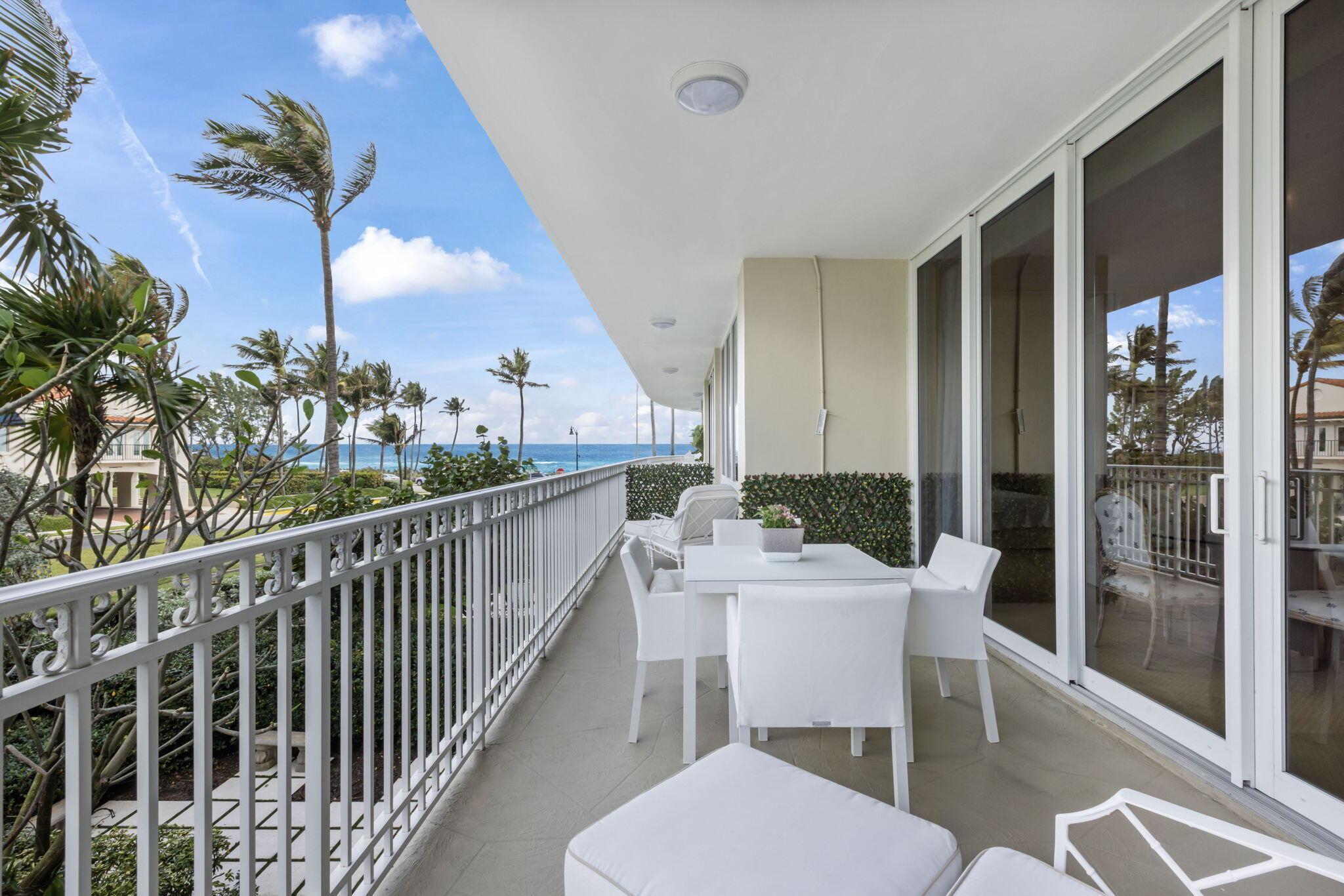 Enjoy incredible ocean views from this beautifully updated unit at the highly sought after One Royal Palm building. This 2BD/2BA unit features 10ft ceilings, split floorpan, eat-in kitchen with service entrance, ocean views from all main living areas and an enormous dining terrace overlooking the Atlantic Ocean. 
One Royal Palm is located in the heart of Palm Beach Island and walking distance from the beach, the lake trail, Worth Avenue and The Breakers. With only 39 Units, 24-hour doorman, pool and gym, it is one of Palm Beach's most desirable boutique buildings and well-suited to the most discerning buyers. Additional features include impact glass windows throughout, updated A/C and electrical, oversized bathrooms and closets and two underground parking spots located directly next to the elevator.

Move in today and enjoy this holiday season!