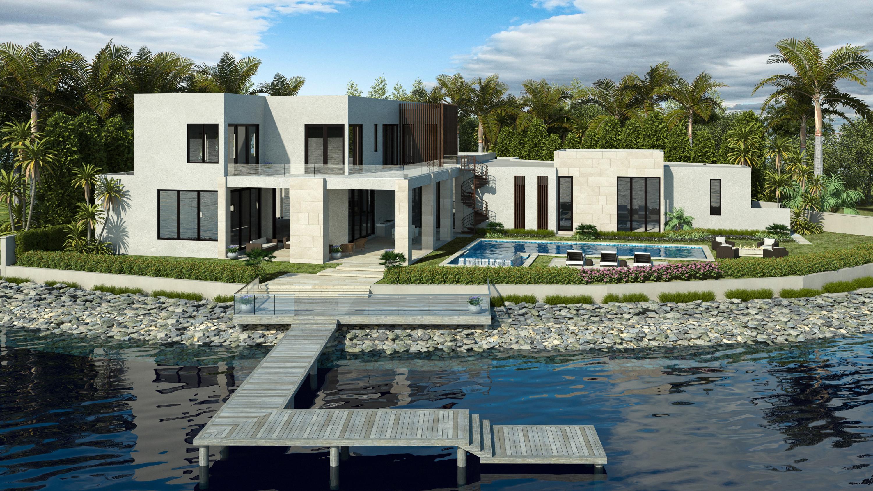 When only the best will do...Exceptional point lot surrounded by 200' of private Admirals Cove waterways, spectacular views from all living areas. Magnificently designed new construction home by Courchene Development. Clean lines of geometric symmetry and extensive glass, 7,000 sq ft under air, 10,000 total, 5 bedroom plus club room, dining room with stunning wine wall, 2nd floor sitting area, elevator, impact glass, his and her master baths, island kitchen with Miele and SubZero appliances. 1/2 acre cul de sac lot. Perfect blend of indoor/outdoor living, with summer kitchen, over 2,000 sq ft of loggia/balcony and private dock for 90 plus ft boat. Required golf membership purchase conveys all the first class amenities of Admirals Cove including two spectacular clubhouses, 45 holes of golf, 5 restaurants, 63 slip brand new marina with floating docks, Yacht Club, 13 har tru tennis courts, state of the art fitness, brand new spa, Covesters kids club and Platinum service.