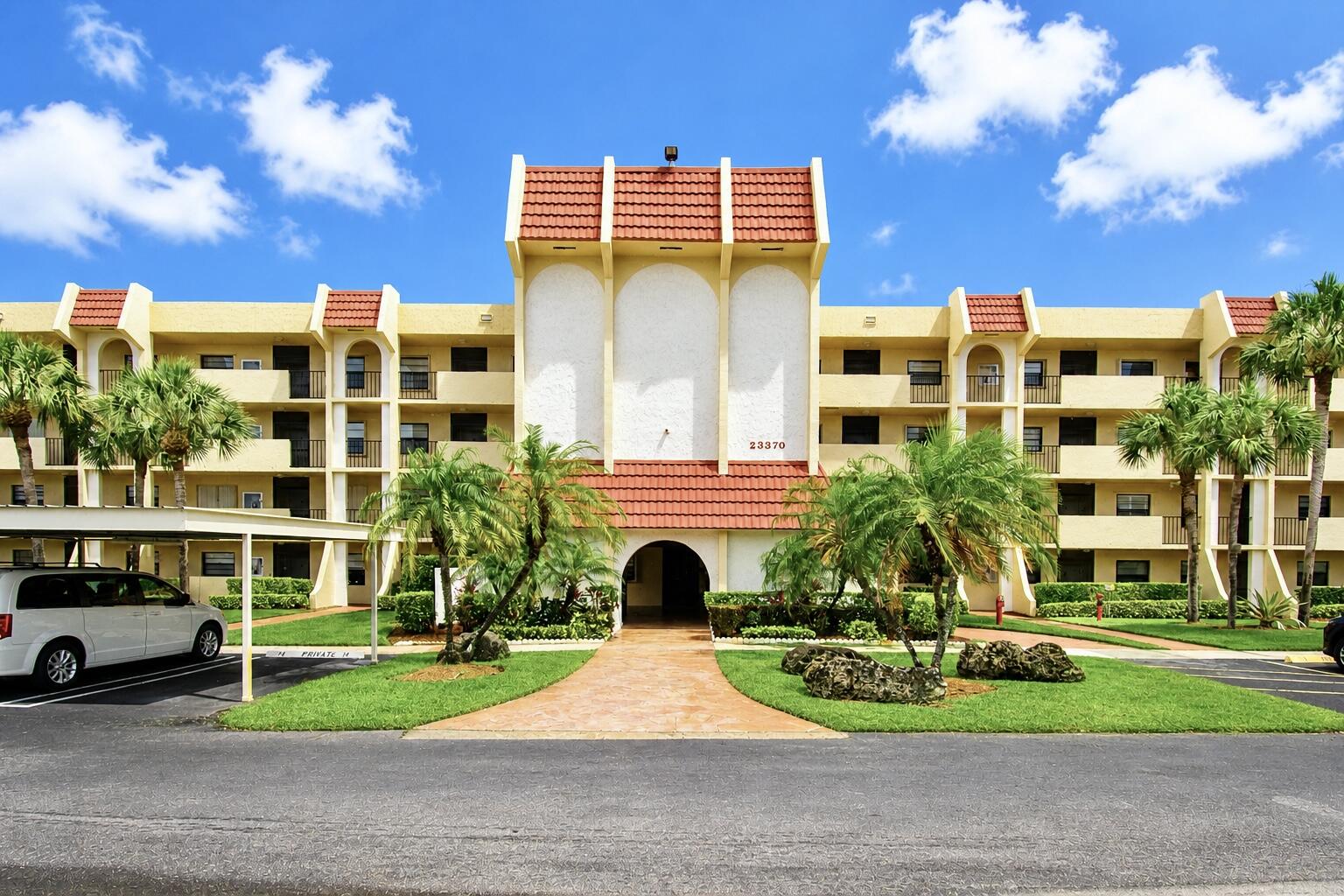 GORGEOUS 2/2 CONDO IN BOCA RATON, RARELY AVAILABLE 4TH FLOOR CORNER UNIT IN PINES OF BOCA BARWOOD, ALL AGES, BEAUTIFUL VIEW, VERY BRIGHT AND LIGHT,  EXCELLENT LOCATION  AND GREAT SCHOOLS, CLOSE TO SHOPPING AND  DINING. AND MAYOR ROADS- HIGHWAYS. ONE CARPORT SPACE ASSIGNED  AND PLENTY OF GUEST PARKING. EXCELLENT VALUE .PRICE TO SELL CABLE AND WATER INCLUDED. WASHER AND DRYER INSIDE UNIT. HURRY!! WONT LAST. PER HOA CREDIT SCORE MINIMUM 700