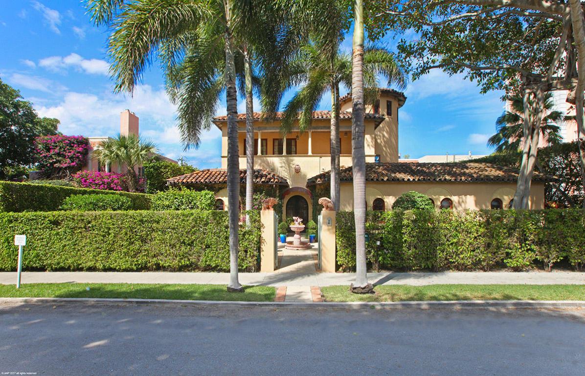 Experience the epitome of luxurious in-town living in this magnificent Mediterranean home. The architectural details are well represented throughout with arched openings, beautiful Cuban tile, and hand painted Pecky cypress ceilings. The wrought iron spiral staircase winds its way up the 40 feet circular tower to a beautiful and spacious Master bedroom. Take in the view on your large open balcony overlooking the lushly landscaped grounds complete with a tranquil fountain. The living room, with a decorative