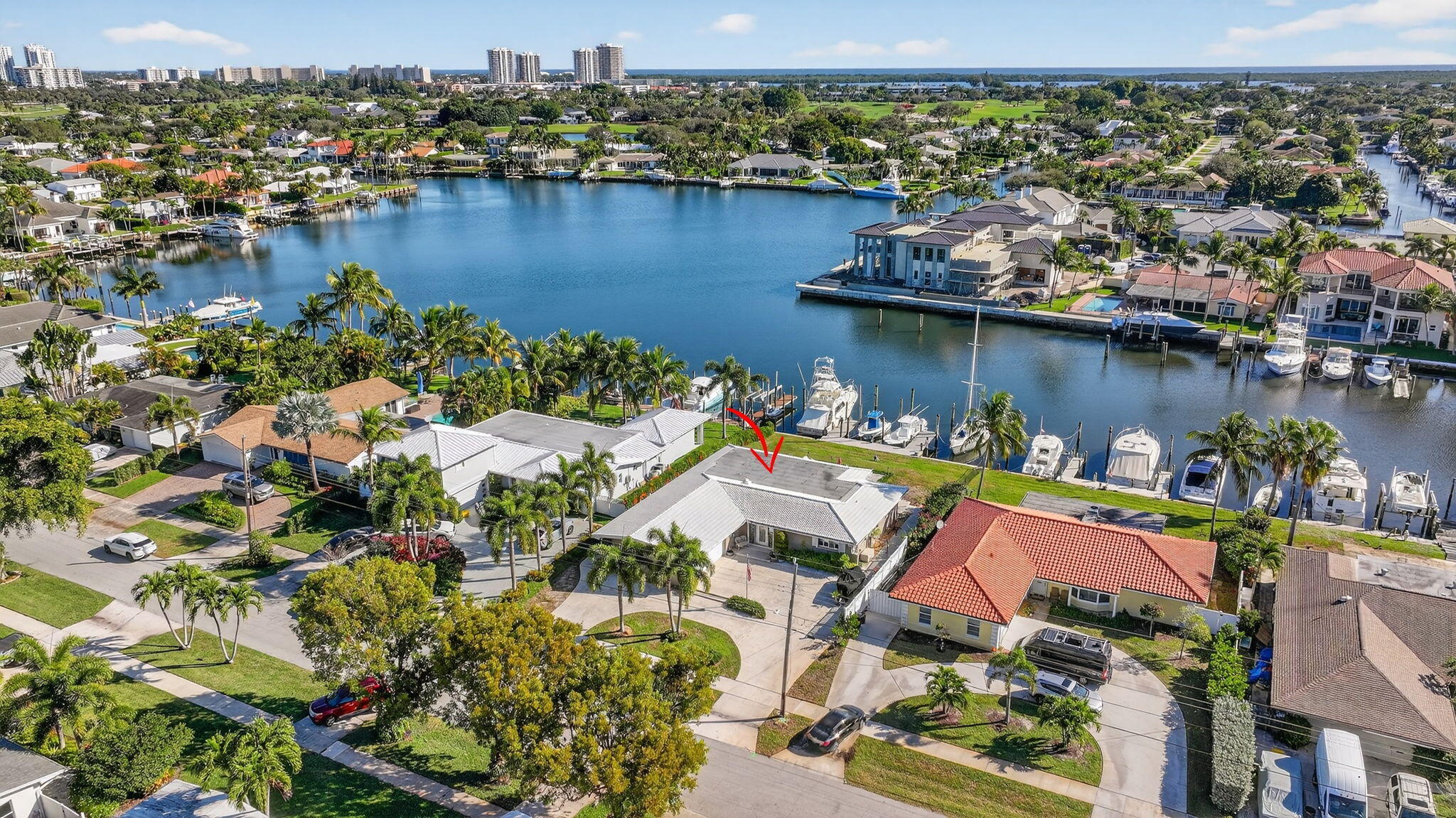 Incredible waterfront home in North Palm Beach on the West Lake Basin.  Back yard faces east.  All new dock with synthetic decking, new electrical and 4 boat slips.  Home has over 2300+ square feet of living space on a .26 Acre lot.  2 car garage, concrete drive.  This is an extremely unique location and only 20 to 30 minutes from the Palm Beach Inlet.  Remodel what is there, or build your dream house!