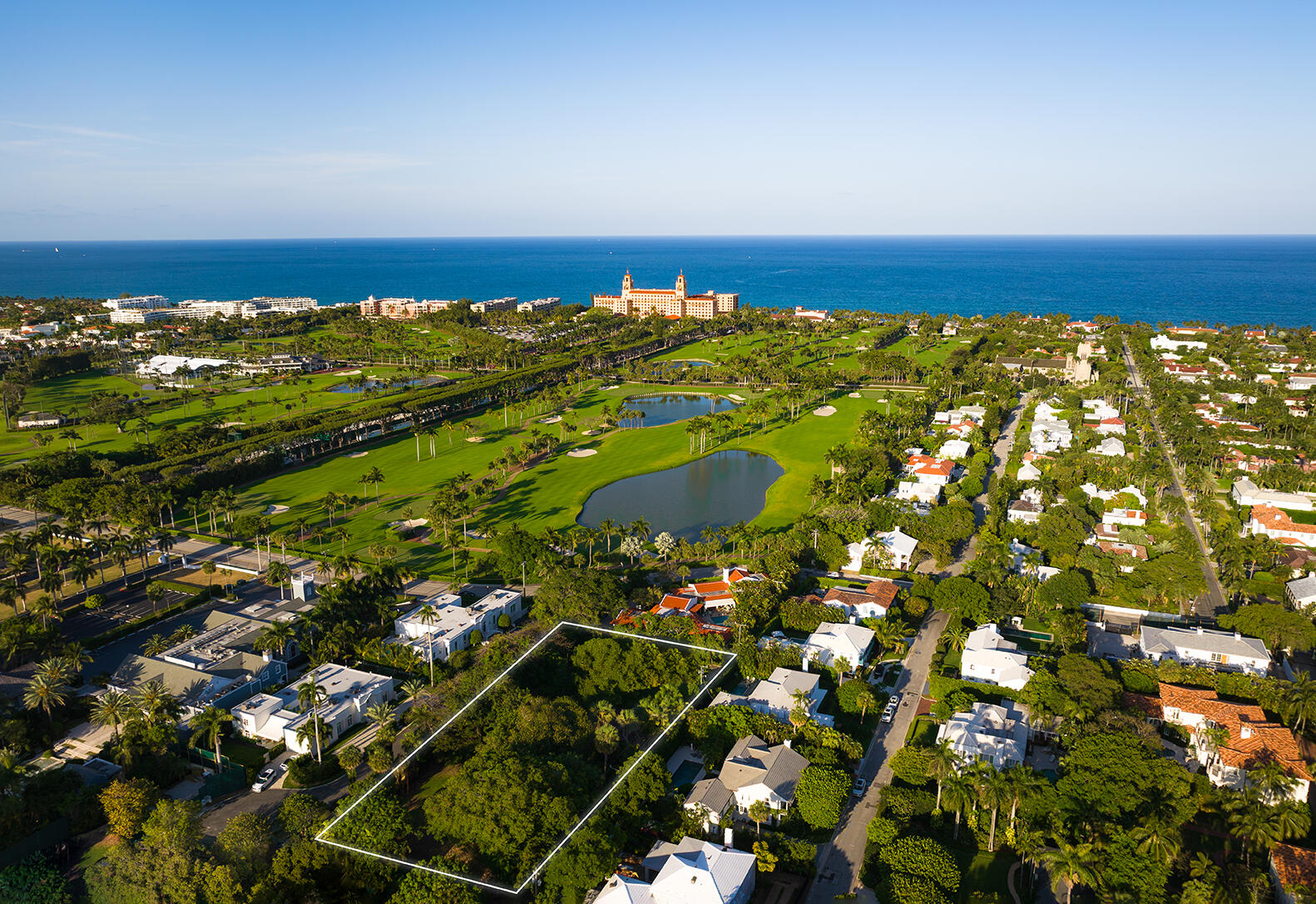 A once-in-a-lifetime opportunity to own one of Palm Beach's most storied parcels, originally acquired from Henry Flagler interests, nearly a century ago.  This 30,324 SF property (~201 frontage x ~151' deep) crowns Chapel Hill, one of the island's highest points (Elevation: 16.6'), capturing ocean breezes and potential vistas of The Breakers and its renowned golf course. Enveloped by mature trees on a picturesque cul-de-sac of only five homes, it offers exceptional privacy and tranquility in the very heart of Palm Beach.  Perfectly situated among the Flagler Museum, The Royal and Glazer Hall, The Breakers, and The Society of the Four Arts, the address balances exclusivity with effortless access to Palm Beach's finest cultural, dining, and shopping destinations.  Whether you envision an elegant single estate or a bespoke compound, the property's rare size, elevation, and pedigree present limitless possibilities.
The contiguous lot to the west can be purchased for a combined size of 45,490 SF (~302' frontage x ~151' deep)
