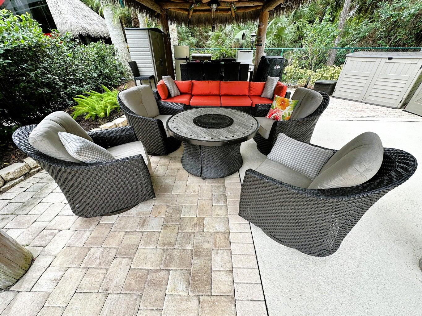 Enjoy the privacy of the preserve with this updated back in lot. Recently added Synthetic palm fronds for low maintenance on the nicely equipped tiki with kitchen! Plenty of room for vehicles and golf cart. Nice landscaping and paver accents this desirable lot. Storage bins and furnishings included. Lot faces cross street so easy back in access. A fantastic lot for warm weather getaway or rental income possibilities! Located in the Motorcoach Resort St Lucie West - a class A only resort. Amenities include 18 hole golf, pickleball, pools, spas, tennis, clubhouse, onsite manager with endless activities and social calendar and more!