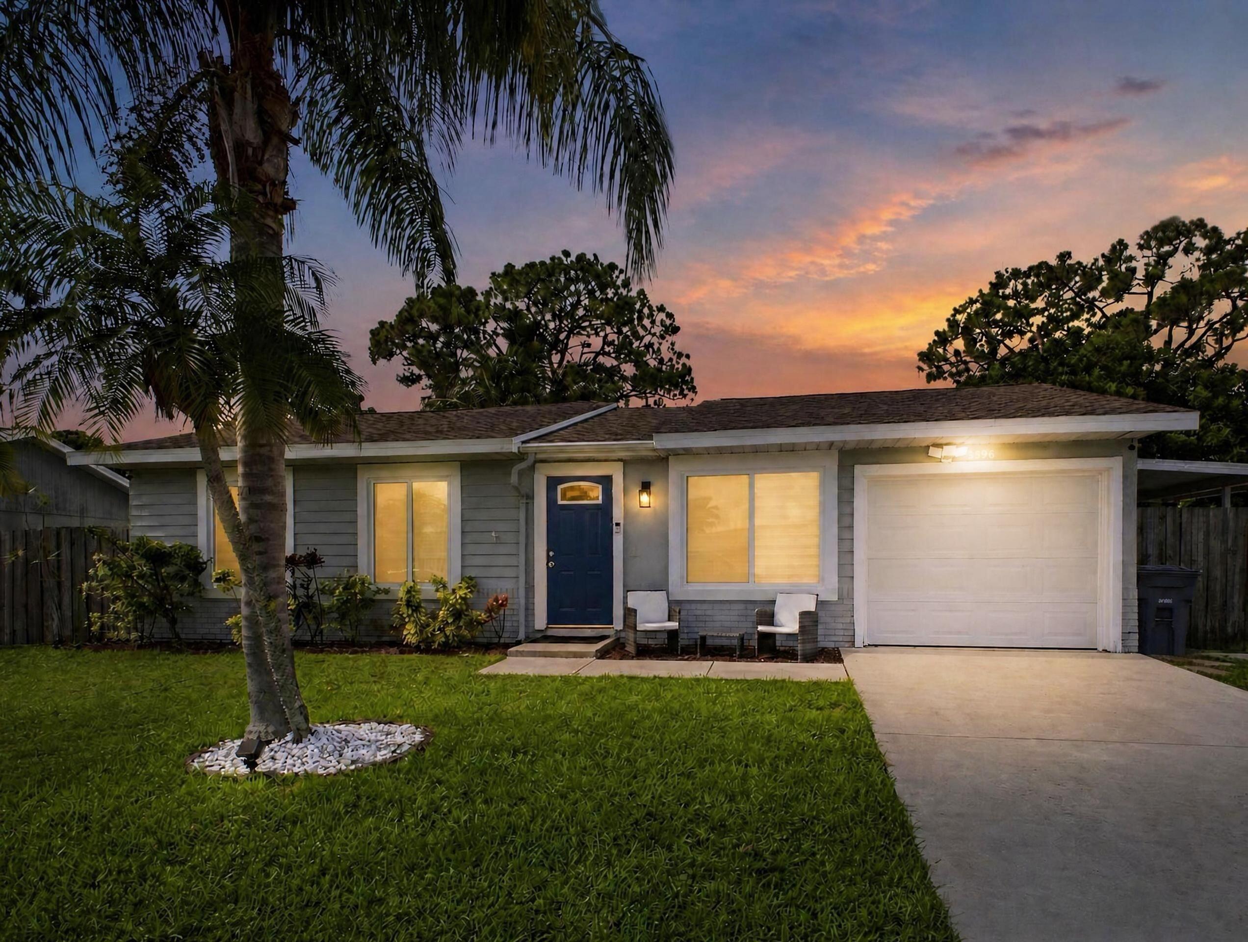 Beautifully updated, this 4 bedroom, 3 bath home is located in the desirable Le Chalet community. The functional split floor plan features comfortable living spaces, two beautifully remodeled bathrooms (2025), impact windows (2024), and a new A/C (2025). A standout feature is the converted garage, offering a private suite with a full bath that also serves as a cabana bath. This room is ideal for extended family or guests and can easily be converted back into a one car garage. Enjoy the spacious backyard with an outdoor kitchen, above ground pool, and plenty of room to entertain. Le Chalet is known for its low HOA approximately $35/month, paid biannually, it has the established charm, and convenient location zoned for Hidden Oaks K-8, Christa McAuliffe Middle, Park Vista High School. A few items don't convey with the sale of the home : outdoor shed , outdoor fridge and mini fridge , kids playground , stove inside garage .