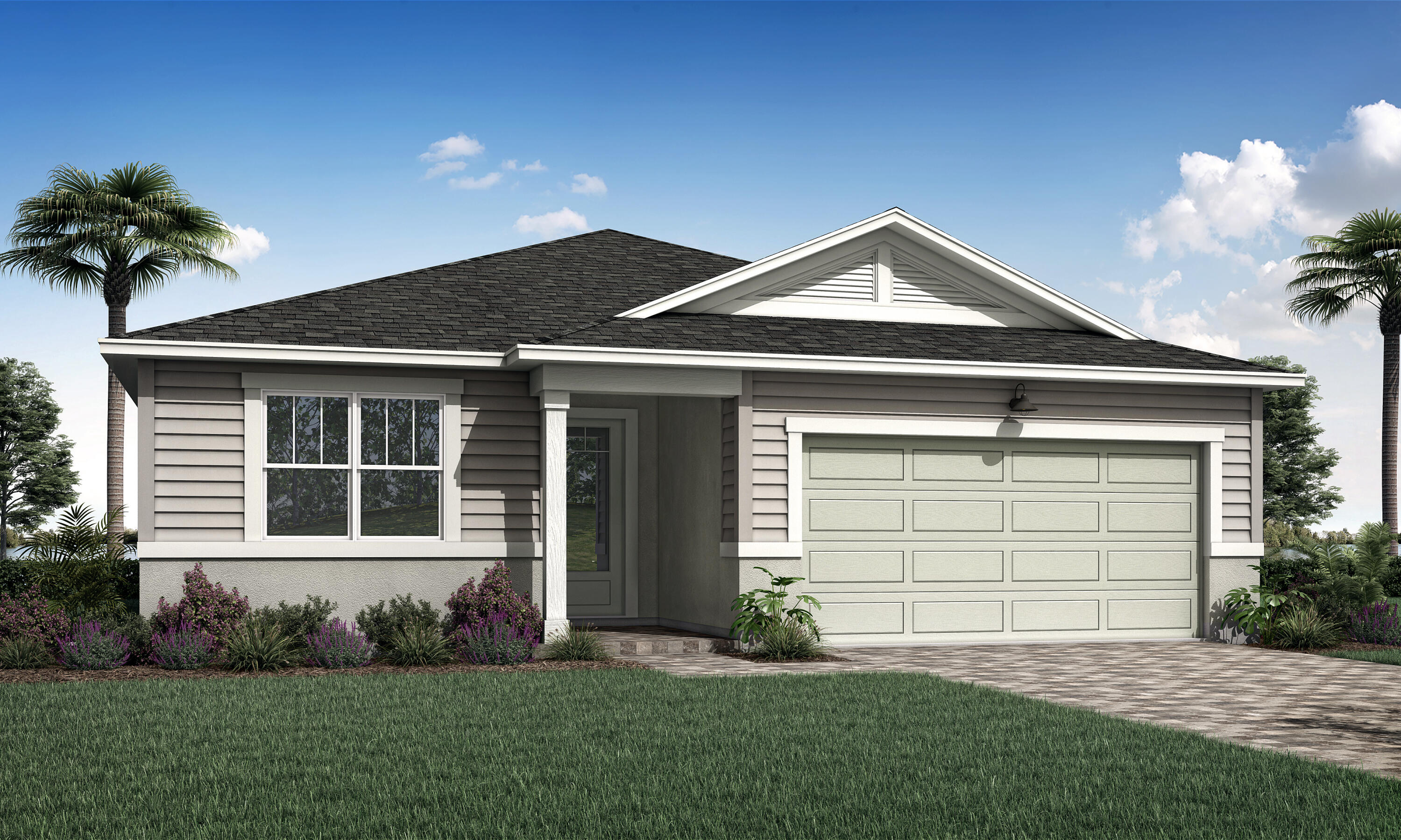 The Cascades offers 1,894 square feet of thoughtfully designed living space with 4 bedrooms, 2 bathrooms, and a 2-car garage. The open-concept layout seamlessly connects the kitchen, dining area, and Great Room, creating an inviting space for everyday living and entertaining. The private owner's suite features a spacious walk-in closet and well-appointed bath, while the covered lanai extends the living space outdoors.
