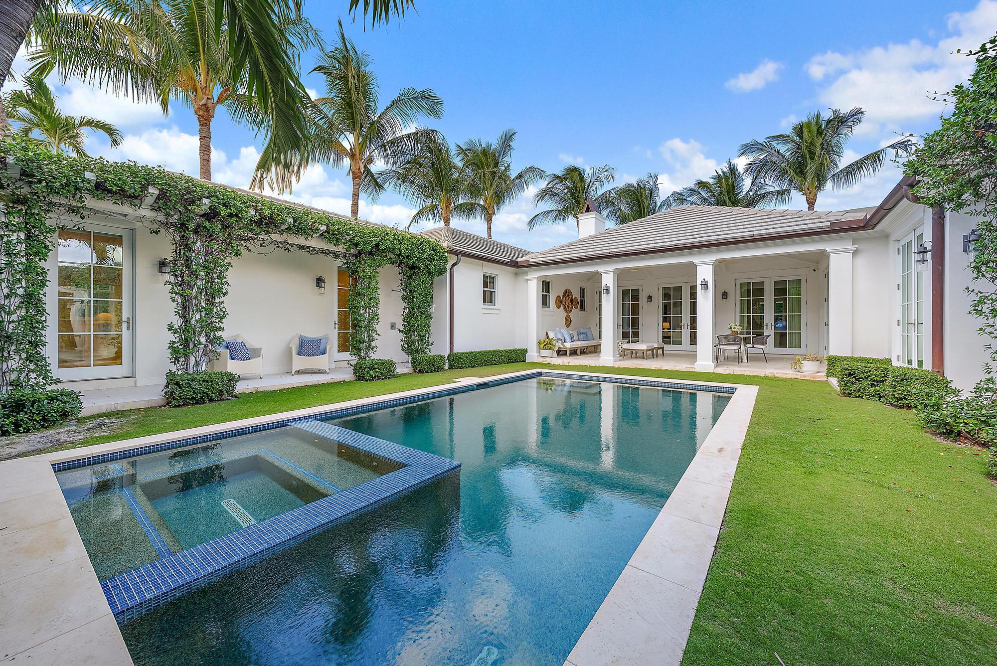 Perfect Bermuda style residence with high 9'+ elevation, and beach access nearby. A designer's own jewel box built in 2018 with 5 bedrooms, 6.2 baths, 8 zones of A/C including the 2-car garage, full house generator and impact windows throughout. The open plan kitchen/family room has beautiful views of the pool and garden. The chef's kitchen includes a large island with Wolf, & SubZero appliances and birch cabinetry. A serene place to start your Palm Beach lifestyle.