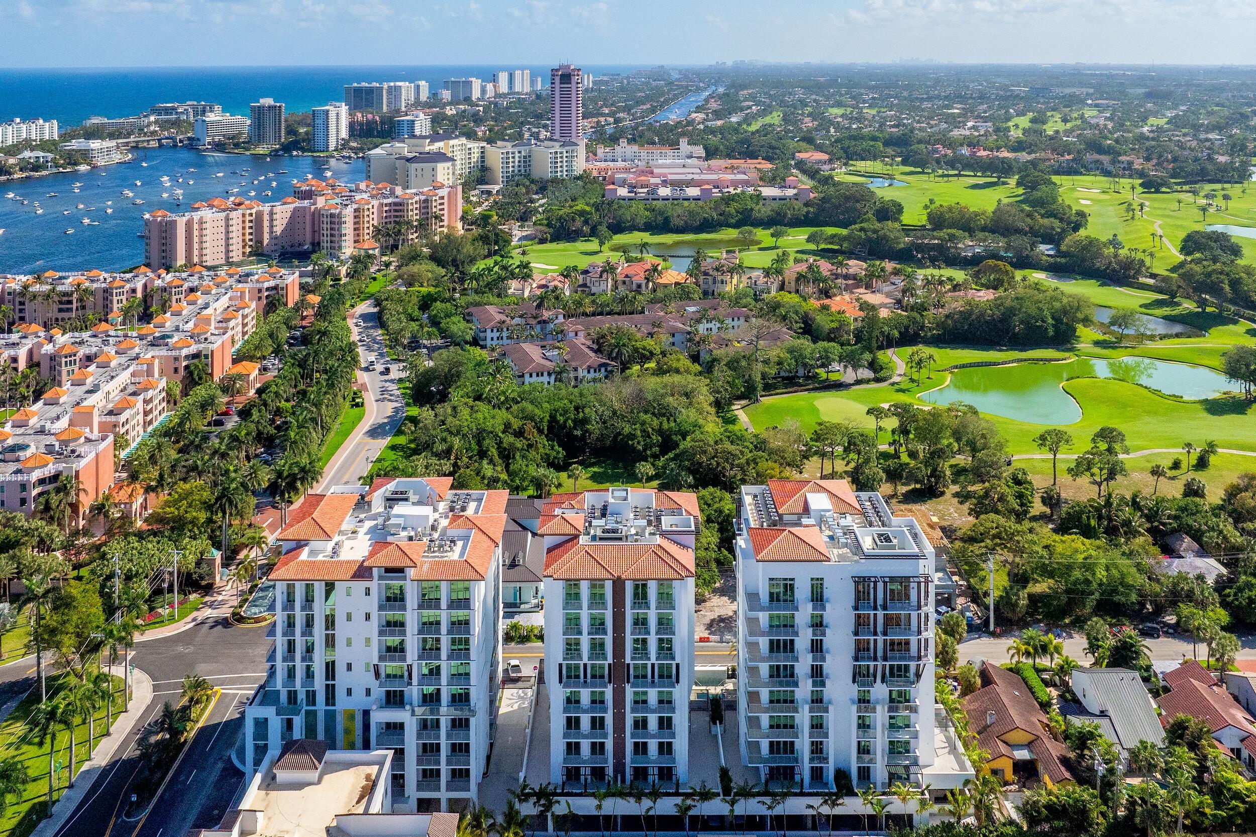 Introducing a one-of-a-kind second-floor villa in the exclusive 16-unit East Tower at Royal Palm Residences. Also available for lease at $29,500 per month. Unit 201 is one of the most desirable units in the entire building, as the coveted '01' stack is a highly sought-after corner unit. This luxurious condominium offers 4 bedrooms, 4.5 bathrooms, and 3,475 square feet of sophisticated living space. Enter into elegance with a private elevator entry leading to a gourmet kitchen, featuring top-of-the-line Italian cabinetry, natural gas cooking, and a built-in Wolf gas barbecue grill on the terrace ideal for outdoor entertaining. Enjoy an expansive wraparound terrace that showcases views of the Intracoastal Waterway and the newly developed Silver Palm Park. The spacious living areas include a formal living room and separate den/media room, while the primary suite boasts a generous custom-built walk-in closet and a lavish en-suite bathroom with high-end upgrades. Custom fixtures and premium finishes are thoughtfully integrated throughout the residence, enhancing its modern appeal. Positioned at the epicenter of Boca's most sought-after locales, this residence offers unparalleled access to high-end shopping, dining, and entertainment. The famed Boca Raton Resort & Club and pristine beaches are just minutes away, enhancing a lifestyle defined by luxury and convenience. Royal Palm Residences is renowned for its exceptional amenities, including a 24-hour doorman, valet services, a heated pool, state-of-the-art fitness center, private storage lockers, and an elegant club room. Experience the best of Boca Raton from a home that redefines modern sophistication and comfort.