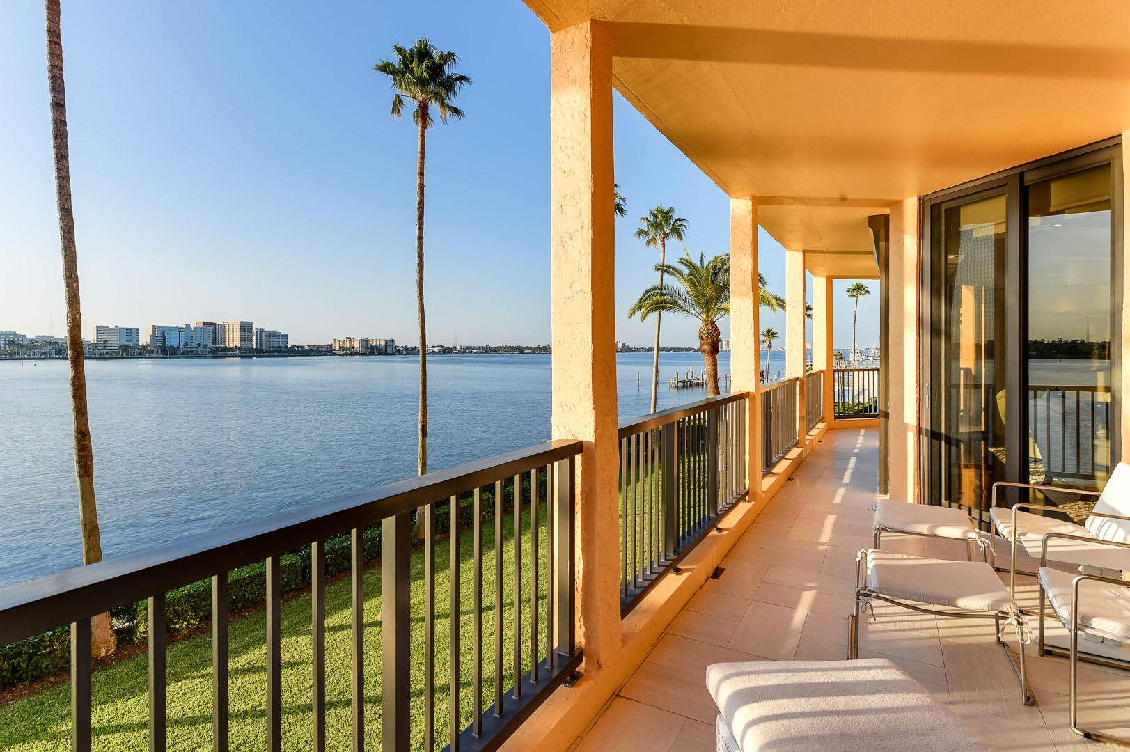 Gorgeous, wide Intracoastal views from this rare, 3BR/4.1BA Contemporary condo with open floor plan. Beautifully remodeled, featuring gourmet top-of-the-line chef’s kitchen, spacious library, and stunning oversized balcony overlooking Intracoastal waters. Fantastic In-Town full service building with pool, manager, and tennis courts. To be sold As Is. All sizes approximate and subject to errors and verification. SF per property appraiser.