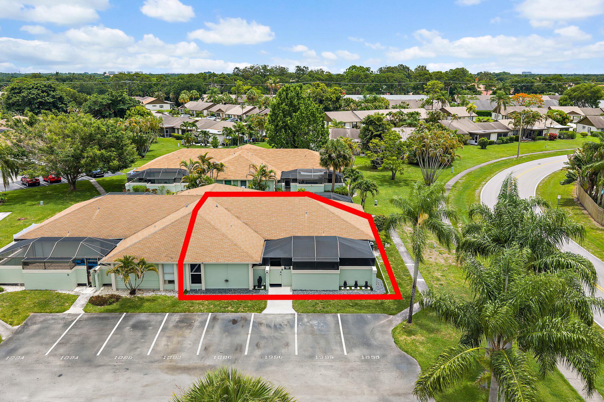 One-story townhouse in Indian Creek, a quiet pet-friendly community in Jupiter, with impact windows and doors, modern updates, and a brand-new screen enclosure. This 2 bedroom, 2 bathroom home pairs everyday updates with a low-maintenance Jupiter location minutes from the beaches. Inside, 36-inch porcelain tile runs through the main living space and keeps the floorplan bright and easy to clean. The layout flows from the living area to the kitchen, with smart-home features already wired in: WiFi lighting, smart locks and plugs, and Sonos in-ceiling speakers throughout. Impact windows and doors bring in light while handling Florida storm season, so there is no shutter routine to manage. The bedrooms sit on a comfortable one-story plan, and the full baths carry the same clean, updated feel as the rest of the home. Out front, a new screen enclosure extends the living space outdoors, and the 2025 landscaping refresh gives the exterior a finished look. Major systems are handled: Goodman A/C (2018) with a new compressor and ductwork (2024), an on-demand instant electric water heater (2024), and impact glass throughout. Indian Creek includes a community pool, park, and green space, with low monthly dues. The location puts you close to Abacoa, Roger Dean Stadium, and Downtown Abacoa dining, with Jupiter's beaches, the Loxahatchee River, and I-95 all a short drive away.