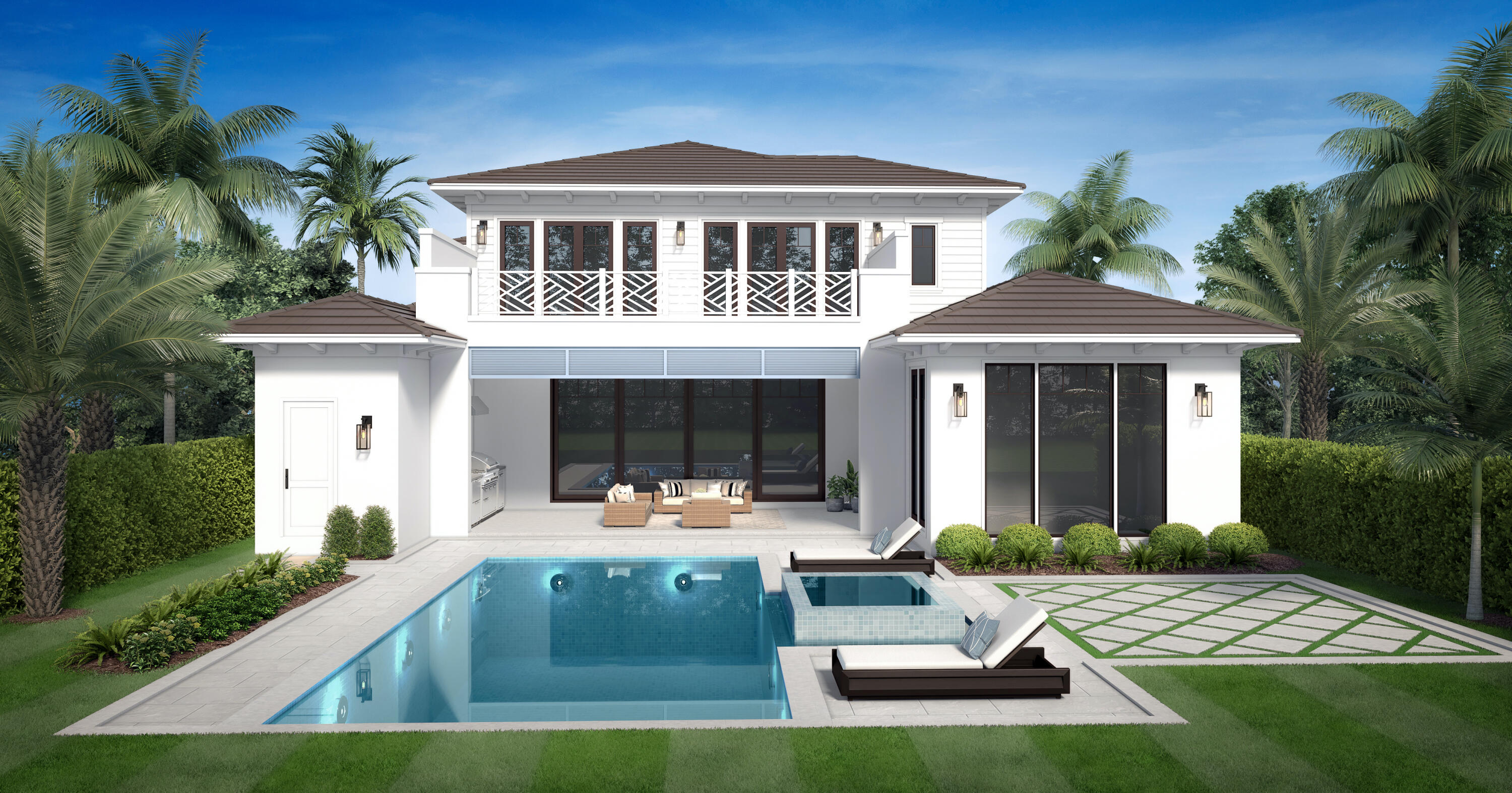 Occupancy March 2025. Nestled along the oak canopied streets of the Admirals Cove Golf Village lies this new custom home brought to you by Delcrest Homes. A purveyor of custom luxury construction for 70 years, Delcrest has won awards for quality and design in top communities like Ibis, Admirals Cove, Valencia at Abacoa and The Estates of Weston. The golf and lake views afforded those lucky enough to call this their new residence are electric with wildlife and emerald green fairways. In Admirals Cove live the lifestyle you have always dreamed with your golf cart in the garage and just steps to the Golf Village Clubhouse. Other amenities include 45-holes of golf, tennis, 7-restaurants, fitness, salon, spa and so much more. Click the more tab to see this home's included features: Interior Features

- Paneled side-by-side Sub Zero refrigerator and freezer
- 6-Burner Wolf gas range
- Quartz countertops with 3" miter on center island
- Wine cooler and beverage center in wet bar
- Custom wood shaker cabinets with ample storage for platters and large countertop appliances
- Wide plank white oak wood flooring in main living areas
- Master suite bath features porcelain tile flooring, solid wood vanities and quartz vanity tops
- Secondary baths feature luxury plumbing fixtures, solid wood vanities and quartz vanity tops
- Optional Elevator
-Optional whole house generator

Exterior Features
- Concrete block construction
- Impact windows and doors
- Mahogany Front Entry Door with louvered lower panels
- Flat cement tile roof
- Summer kitchen with gas grill, refrigeration and sink
- Phantom Screens
- Generous allowance for closet systems
- Epoxy garage floors
- Tankless water heaters with recirculation pump
- Saline pool system with Jandy controls
- Gas pool heater
- Backyard stubbed for gas fire pit
