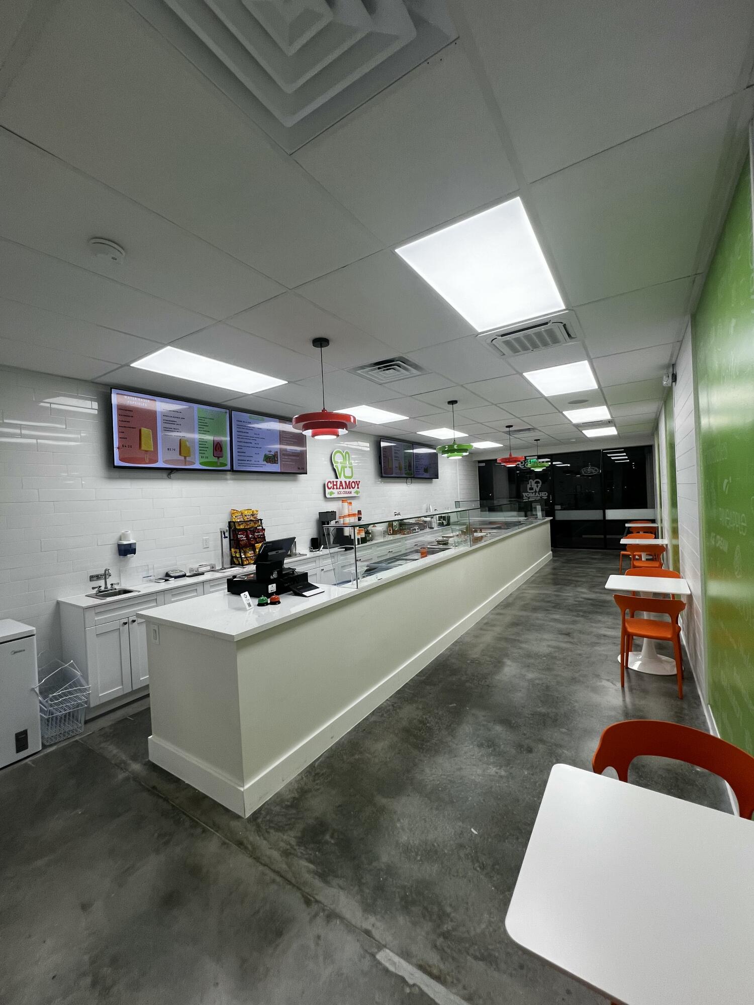 Asset Sale:  Available IMMEDIATELY ! Brand new Homemade Ice Cream & popsicle store.  Build-out with new equipment cold kitchen ready to start ! 72,400 cars per day in this busy Intersection in Royal Palm Beach. Population 71k, average age 39, income $94k