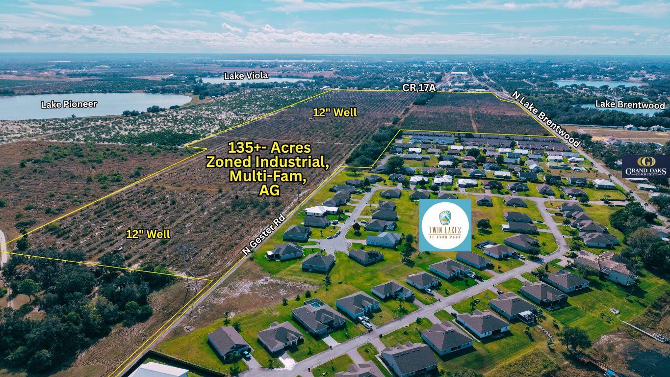 Prime Commercial/Residential Mixed-Use Development Site encompassing 135.66± acres with adjacent existing high-value industrial and retail along 1,500+ feet of CR 17A W frontage and 2,400 feet of frontage on N Gaster Road, near gated lakefront communities including Grand Oaks and low- and high-density residential communities, just minutes from US 27 high-traffic retail and close to major industrial employers like Nucor (the area's highest-paying employer). Buy this one-of-a-kind site today with upside potential to expand the current industrial zoning and allow the seller to recoup up to all of your initial investment while residential demand increases from the new jobs created by expanding industrial uses—taking your potential profit with extremely low carrying costs.