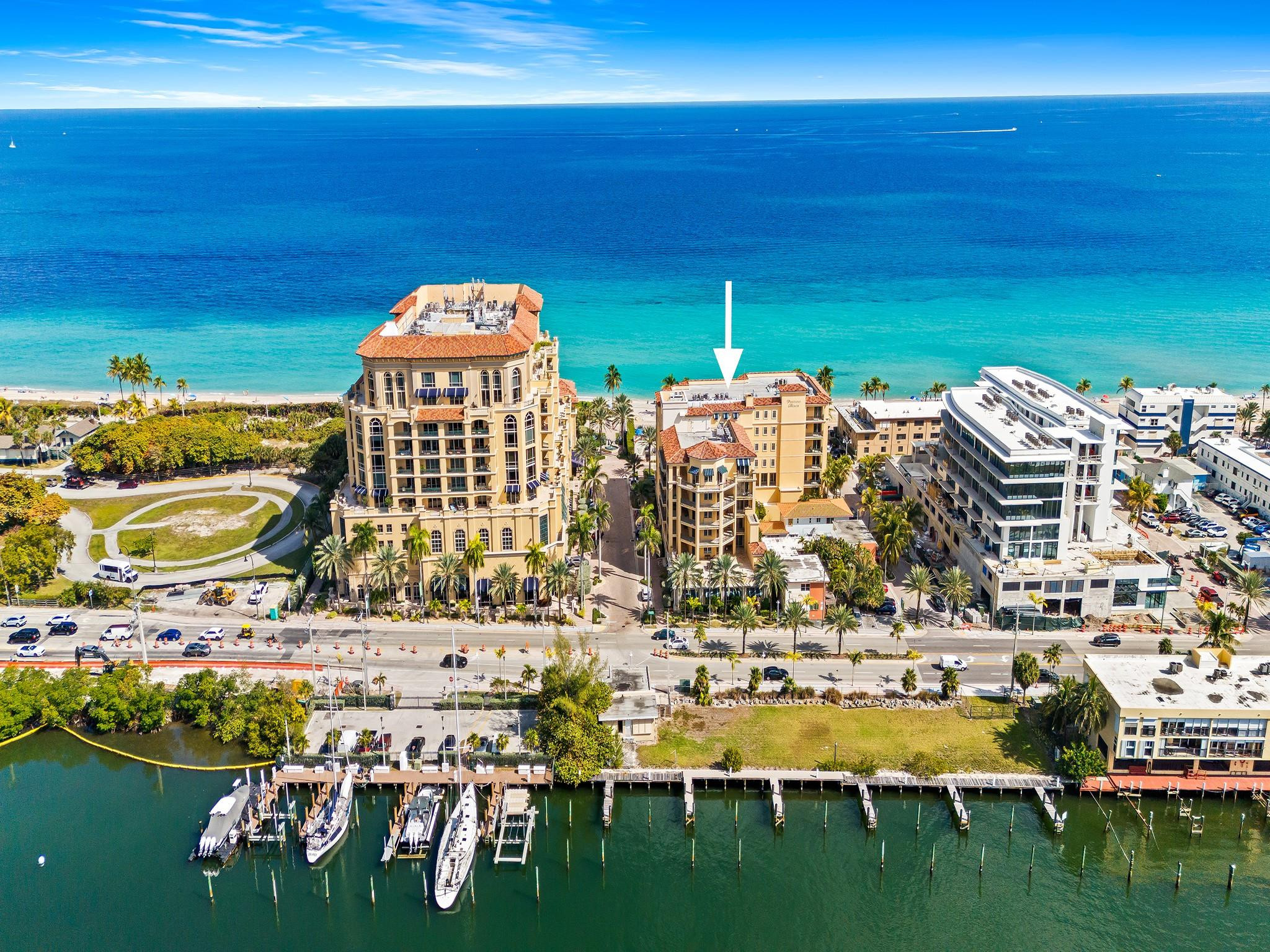 Experience boutique beachfront living at Positano Beach in this modern corner residence, a rare 17-unit midrise set directly on the Hollywood Beach Broadwalk and uniquely positioned on its own point with no shared walls for exceptional privacy. This 3,161-sq-ft, 3-bed/2.5-bath home features a completely opened chef's kitchen with stainless steel appliances, gas cooking, beverage center, custom closets, and lots of glass. The spacious primary suite includes a sitting area. A spectacular 1,300+ sq ft wraparound balcony captures sweeping Intracoastal, ocean, and sunset views. Amenities include gym, pool, sauna, social room, direct beach access, valet, two parking spaces, and private storage.
