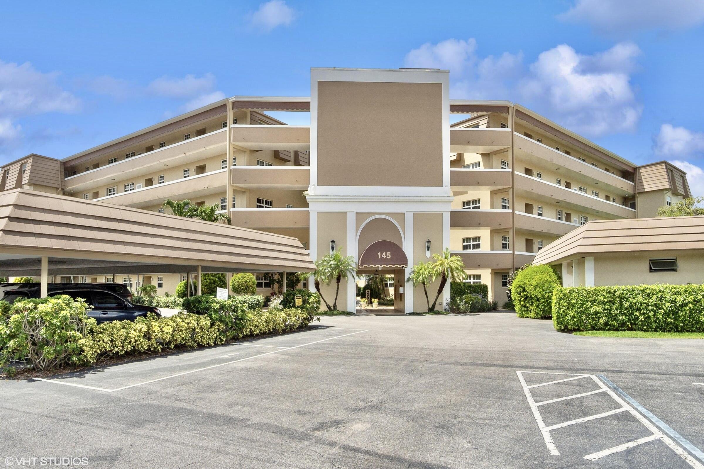 Welcome to this stunning penthouse corner condo offering the perfect blend of comfort & style! This 2/2 residence boasts fabulous views of the private golf course, pool and lake beyond. Split bedroom plan provides privacy, while the impact windows provide natural light & sliding doors invite the outside in. Laundry closet located in guest wing. Updated kitchen opens to the spacious dining & living areas. You can even see downtown W Palm Beach in the distance from the sink!  Enjoy the confidence of a well-maintained building that has already been brought up to the new codes, including concrete and structural reinforcement, along with new roof, elevator & carport roof!  This is the perfect S Florida retreat for seasonal or year round living...furnishings are negotiable! Call to see today!