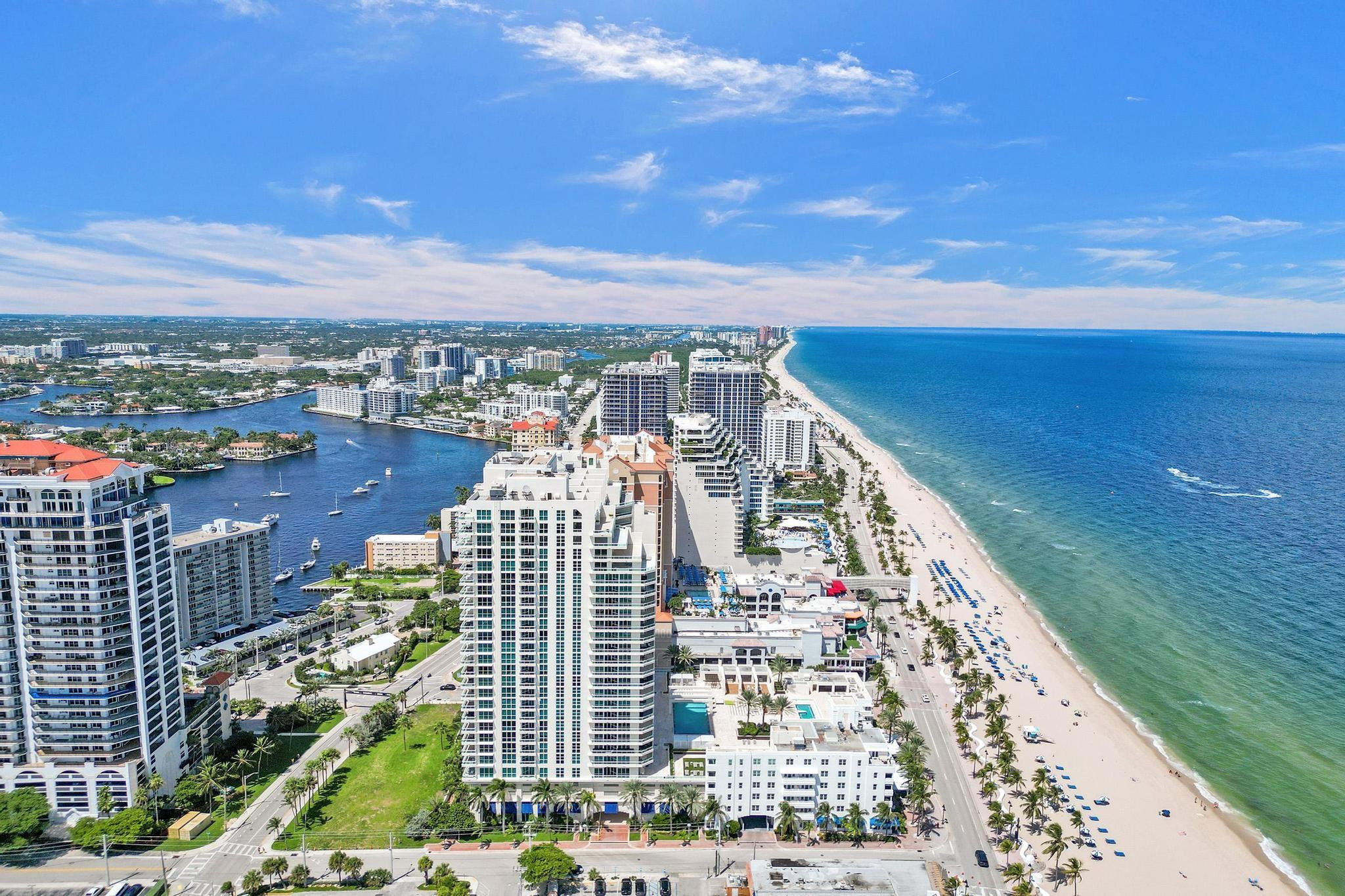 Luxury, beachfront living in this 2 Bed/2 Bath condo for rent at the Las Olas Beach Club! Step off your PRIVATE ELEVATOR and into your unit. Extremely bright with floor to ceiling impact windows throughout. Enjoy intercoastal, downtown and beach views! Two balconies. Split floor plan. Marble floors throughout. Master bedroom has a large bathroom with jacuzzi tub, stand up shower, double vanities and walk in closet with built ins. Storage area. 1 designated covered parking spot, a 2nd is possible. Water, Cable, Internet included. 5star amenities: Gated bldg with guard house, Brand new pool deck overlooking Ft Laud Beach, Elevator to take you down to the beach, Large gym, sauna, steam room, pool table, valet, EV charging & more. Dog friendly with DOG PARK AREA. Walk to many restaurants!
