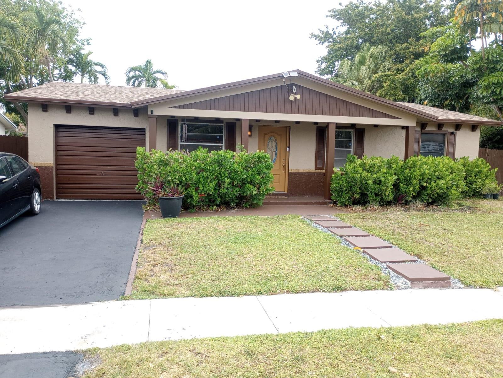 Excellent opportunity to own a charming single-family home with 3 bedrooms and 2 bathrooms built in 1975. It features a remodeled kitchen with granite counters and stainless-steel appliances. Throughout the house is 6" crown molding, 6.5" baseboards, and newly installed high hat ceiling lights and wood tiles. The roof was installed in 2024, and the house is freshly painted inside and out. The property has a spacious fenced and landscaped back yard with a well-kept pool which is ideal for cooling off the kids and entertaining friends. It is close to grocery stores, banks, restaurants, schools, and major throughways - Turnpike, State Road 7 (441), University Drive, and Southgate Boulevard.