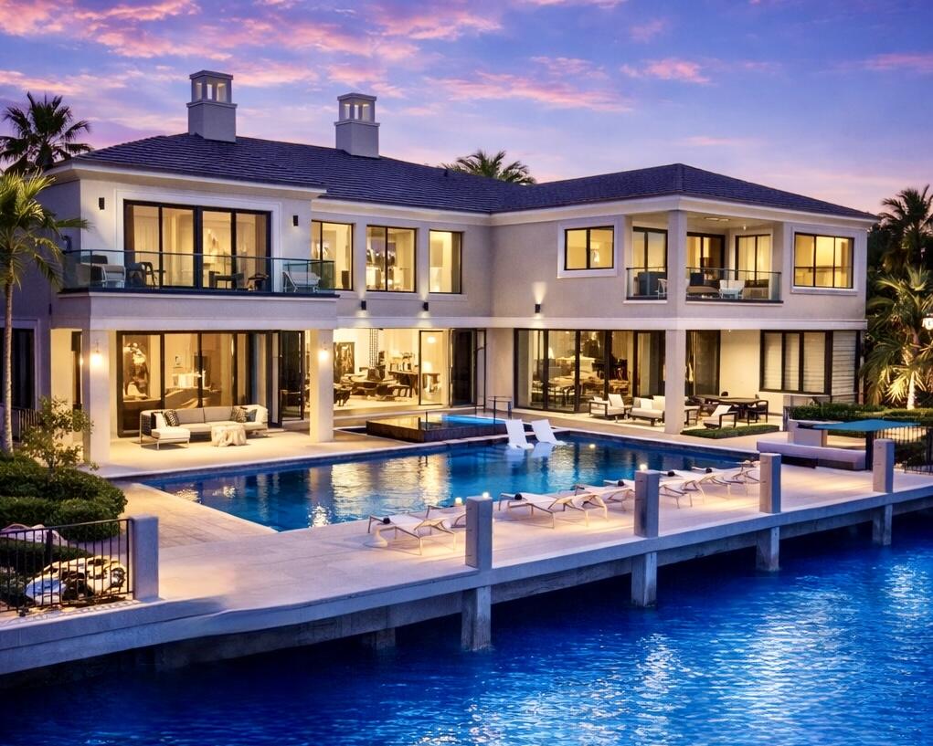 Located in Boca Raton's ultra-exclusive deep-water enclave, The Sanctuary, recognized by Forbes as one of the "Top Ten Exclusive Gated Communities in the Nation", this architecturally significant estate blends world-class design, modern luxury, and unmatched security. Designed by Affiniti Architects and built by Bloomfield Construction, it features soaring 30-ft ceilings, dramatic walls of glass, chef's kitchen, media room, billiards room, elevator, luxe primary wing with dual spa baths and boutique closets, private dock with deep-water ocean access, resort-style pool, and 24/7 armed guard-gated security with land and water patrols. Set within the heart of Boca Raton's most prestigious and secure deep-water enclave, this extraordinary waterfront estate transcends traditional luxury living. Located in The Sanctuary, recognized by Forbes as one of the "Top Ten Exclusive Gated Communities in the Nation", this meticulously reimagined architectural masterpiece is a rare offering where world-class design, modern sophistication, elite security, and yachting lifestyle converge in perfect harmony.  Designed by award-winning Affiniti Architects and masterfully built by the renowned Bloomfield Construction, the residence is a striking expression of architectural pedigree and refined craftsmanship. Every detail has been thoughtfully curated to create a home that is both visually breathtaking and exceptionally livable, an immersive work of art for the discerning buyer who values beauty, privacy, and peace of mind at the highest level. From the moment of arrival, the estate makes an unforgettable first impression. A dramatic foyer welcomes you beneath soaring 30-foot ceilings, where expansive walls of glass and statement architectural lines frame the home's light-filled interiors. The grand scale is immediately balanced by warmth and elegance, with open-concept living spaces designed to maximize natural light, waterfront vistas, and effortless flow between formal and casual environments.  Every room has been composed with entertaining in mind. Sophisticated and inviting, the main living areas unfold seamlessly into a series of refined spaces ideal for intimate gatherings or grand-scale hosting.   A designer entertainment bar of Agate Thera Titan semi-precious stone with a polished finish creates a natural focal point for evening cocktails and conversation, while a professional-grade billiards room adds a layer of distinction and leisure.  An impressive media suite offers a cinematic retreat for private screenings or game-day enjoyment, and a private elevator provides convenience and accessibility across the home's multiple levels. At the heart of the residence, the chef's kitchen is a statement of both function and style. Outfitted with top-tier appliances, custom cabinetry, and exceptional finishes, it is designed to inspire culinary creativity while serving as a central gathering place for everyday living. Flowing effortlessly into multiple dining galleries and entertaining spaces, the kitchen supports everything from elegant dinner parties to relaxed waterfront brunches with ease. The primary wing is a true sanctuary within the home, a private retreat conceived with the ambiance of a luxury resort. Spacious and serene, it offers a refined sense of seclusion with tranquil water views that shimmer just beyond the windows. Dual spa-inspired bathrooms create a his-and-hers experience of comfort and indulgence, while separate boutique-style dressing rooms/closets provide both beauty and functionality. Private sitting areas complete the suite, offering quiet moments of reflection, morning coffee overlooking the water, or a peaceful escape at day's end. Each guest suite has been thoughtfully designed as a private haven in its own right, ensuring family and visitors experience the same level of luxury and comfort found throughout the estate. Rich millwork, custom lighting, and carefully selected materials create an atmosphere of understated elegance, while the home's thoughtful layout enhances privacy for all who stay. Beyond its beauty, this residence offers something increasingly rare in today's luxury market: true security without compromise. In a world where privacy has become one of the most coveted luxuries, The Sanctuary delivers an unrivaled level of protection. With 24/7 armed guard-gated entry, roving land patrols, and dedicated water patrols, residents benefit from a multi-layered security infrastructure that is both discreet and comprehensive. The result is a fortress-like sense of safety wrapped in the elegance of an open, airy, architecturally significant waterfront home. For those who demand both serenity and assurance, there are few communities that compare. Outdoors, the property transforms into a private resort and yachting retreat, designed to embrace the very best of South Florida's coveted waterfront lifestyle. The estate's private dock is tailored for the elite yachtsman, offering deep-water access and immediate connection to the Intracoastal and Atlantic beyond. Whether setting out for a day on the water or returning at sunset, the boating experience here is seamless, sophisticated, and truly world-class. A resort-style pool glistens amid lush tropical landscaping, creating a secluded outdoor oasis that feels worlds away from the everyday. Surrounded by verdant greenery and thoughtfully designed terraces, the exterior spaces invite both relaxation and entertaining on a grand scale. The transition from indoors to outdoors is beautifully fluid, with expansive openings and integrated living areas that embody the quintessential South Florida lifestyle, sunlit, elegant, and effortlessly connected to the water. As a resident of The Sanctuary, ownership extends beyond the home itself to include access to one of the region's most exclusive and meticulously maintained private communities. Known for its exceptional privacy, deep-water access, and uncompromising standards, The Sanctuary is widely regarded as one of the most coveted addresses in Boca Raton and beyond. The Sanctuary HOA amenities include: ~24/7 armed guard-gated security ~Roving land patrols and monitored waterfront security ~Private 20-slip marina ~Tennis and basketball courts ~Playground ~27-acre bird and wildlife preserve ~Maintenance of community landscaping, roads, and common areas ~Additional resident concierge-style services A reputation for exceptional privacy, safety, and exclusivity This is more than a residence, it is a statement of lifestyle, taste, and intention. A place where architecture inspires, where security is seamless, and where every detail has been designed to elevate the experience of home. Rarely does a property of this caliber become available within The Sanctuary, especially one that so completely captures the essence of waterfront luxury, world-class design, and protected privacy.  For the buyer who seeks the extraordinary, who values elite craftsmanship, deep-water yachting access, and one of the most secure and prestigious communities in the nation, this is a once-in-a-generation opportunity to own a true Boca Raton masterpiece.