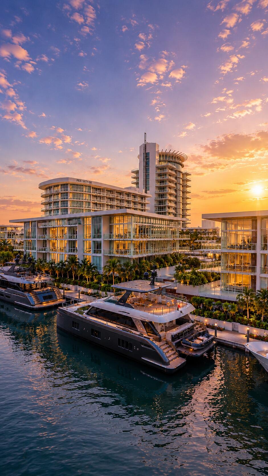 A true glass masterpiece, Residence 401 at Harbor Villa 2 at Pier Sixty-Six showcases soaring 16-foot ceilings, dramatic floor-to-ceiling glass, and a spectacular 828-square-foot wraparound terrace that seamlessly blends indoor and outdoor living while capturing breathtaking views of the Mercedes River, Intracoastal Waterway, marina, and resort skyline. Professionally furnished by Interiors by Steven G and move-in ready, this exceptional corner residence offers immediate access to world-class resort amenities, dining, wellness facilities, concierge services, and the iconic Pier Sixty-Six marina. Waterfront luxury at its finest. No developer fees. New construction and fully turnkey, professionally furnished by Interiors by Steven G. Rental program approved. Club membership included.