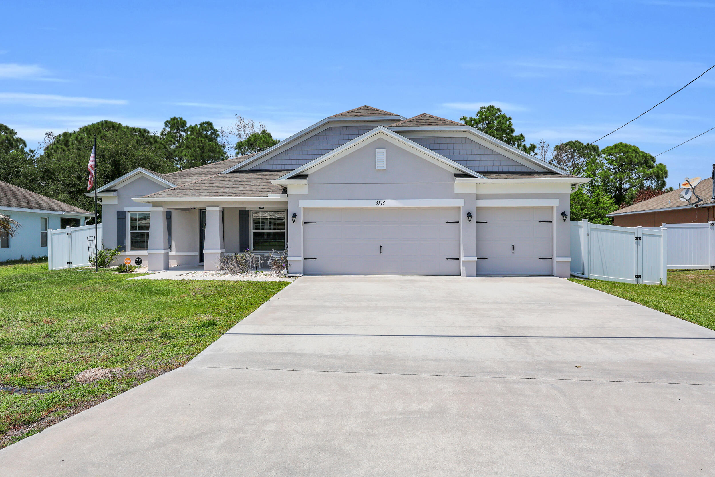 Welcome to this stunning Torino area pool home with and where comfort, style, and everyday luxury come together. Built in 2020, this spacious 4-bedroom + den, full 3-bath home features an open-concept design with soaring ceilings and shiplap throughout, abundant natural light, and two private primary suites ideal for guests or multi-generational living. The beautifully upgraded backyard is designed for private enjoyment with a saltwater pool with both heating and cooling options, sun shelf, 6ft white PVC fencing and plenty of space to relax or entertain. Additional upgrades include Paid off solar panels, whole-home water filtration, epoxy garage floors, newer appliances, and a 3-car garage. Conveniently located near shopping, dining, St. Lucie West, and easy access to I-95